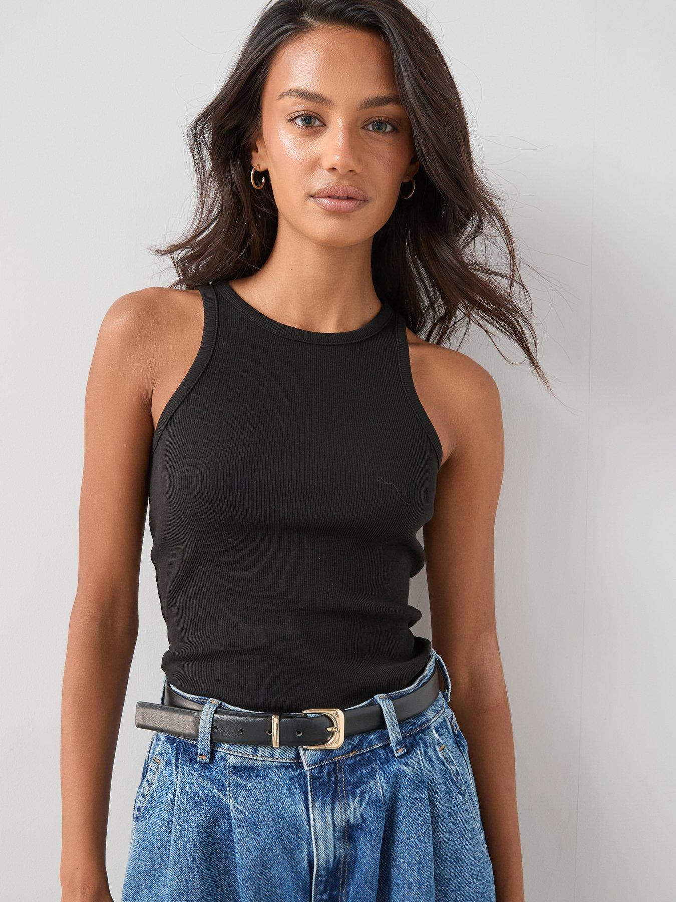 Image 5 of 6 of The Very Collection Womens Ribbed Stretch Racer Vest - Black