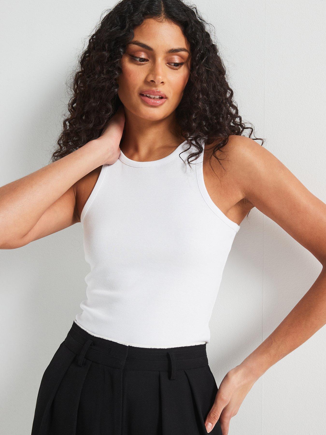 undefined Ribbed Racer Vest - White