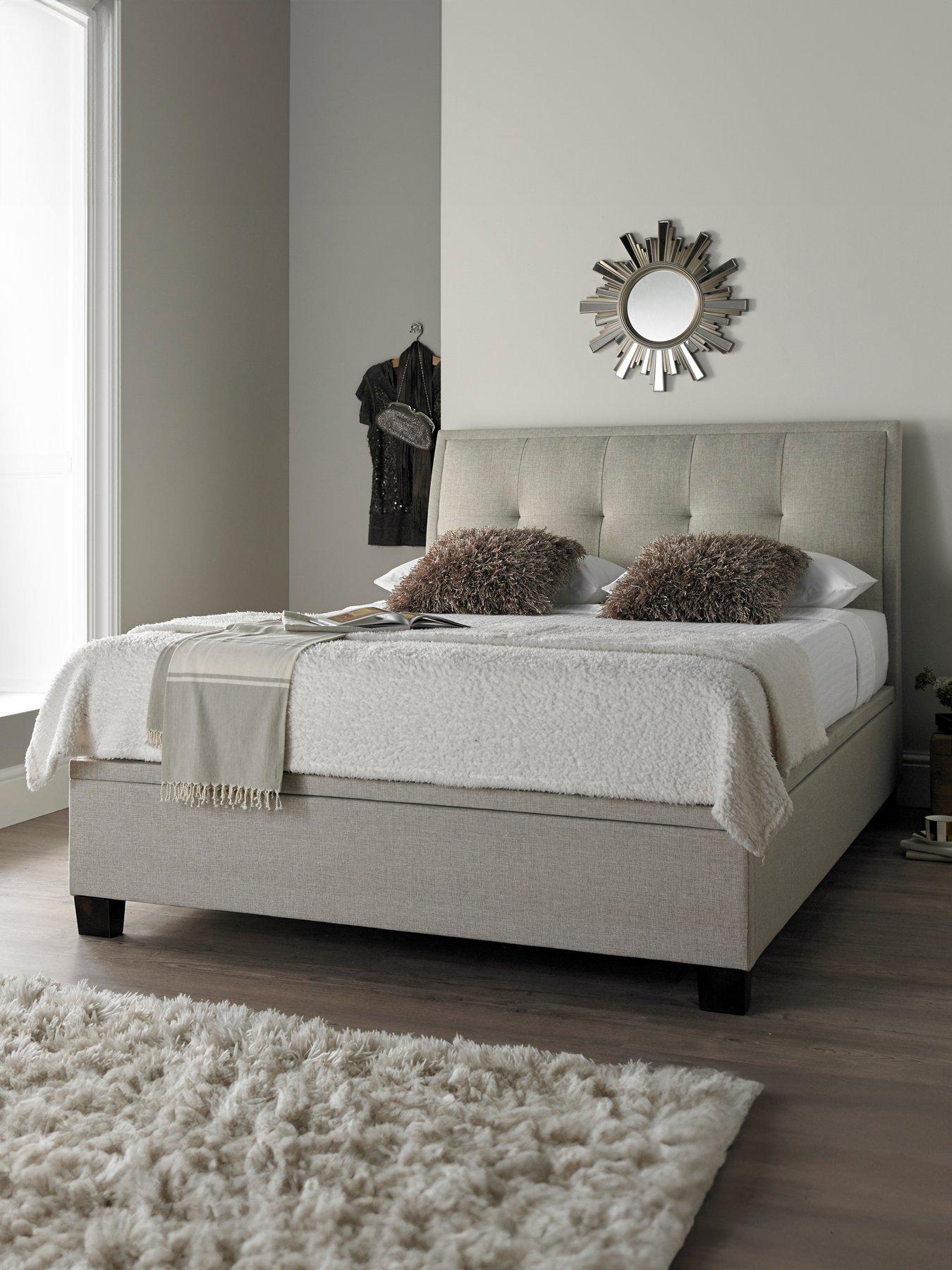 Product photograph of Very Home Livingstone Fabric Ottoman Storage Bed Frame With Airsprung Mattress Options Buy And Save - Slate Oatmeal - Bed Frame With Airsprung Memory Mattress from very.co.uk