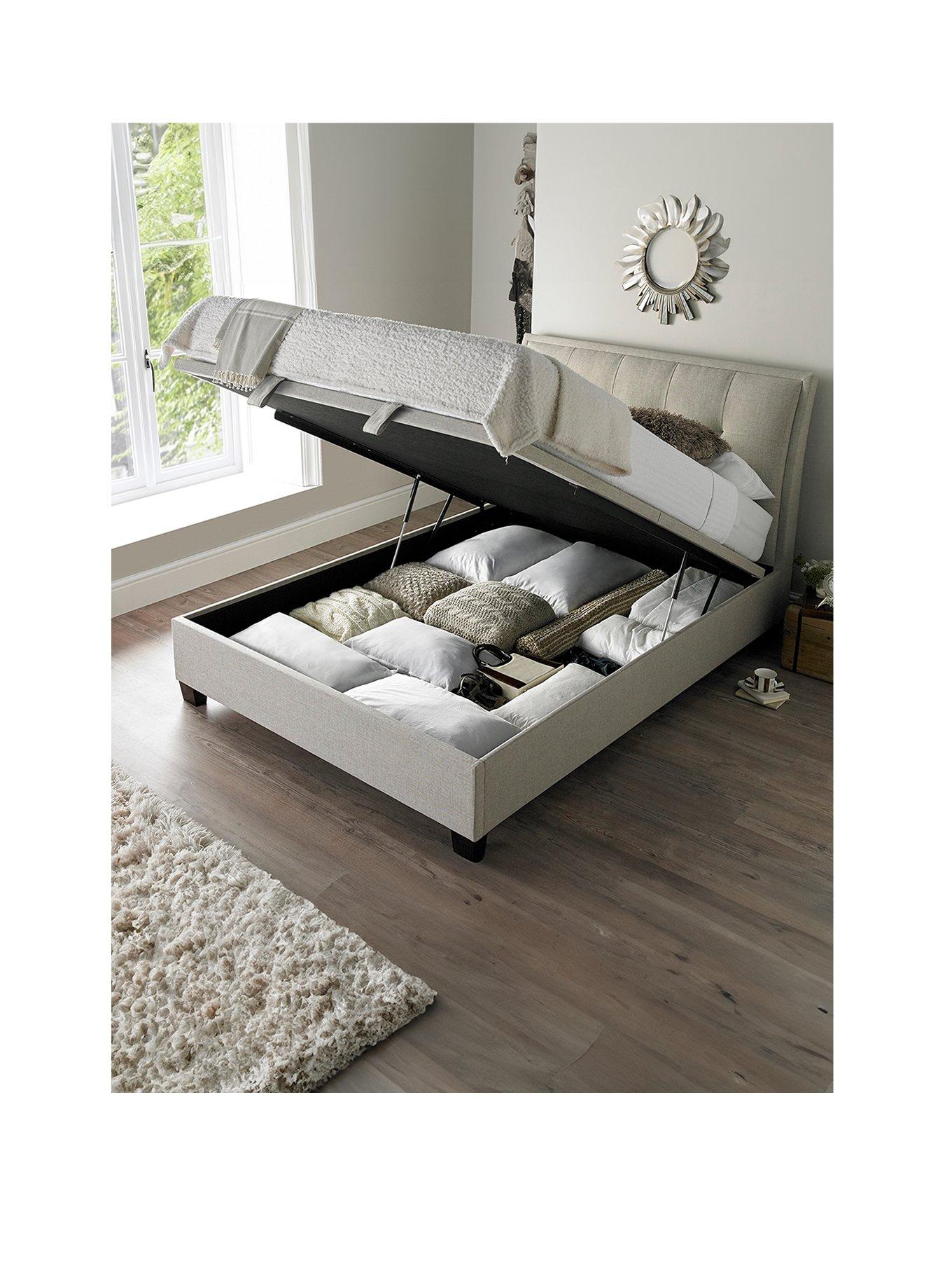 Image 2 of 3 of Very Home Livingstone Fabric Ottoman Storage Bed Frame with Airsprung&nbsp;Mattress Options (Buy and SAVE!) - Slate, Oatmeal