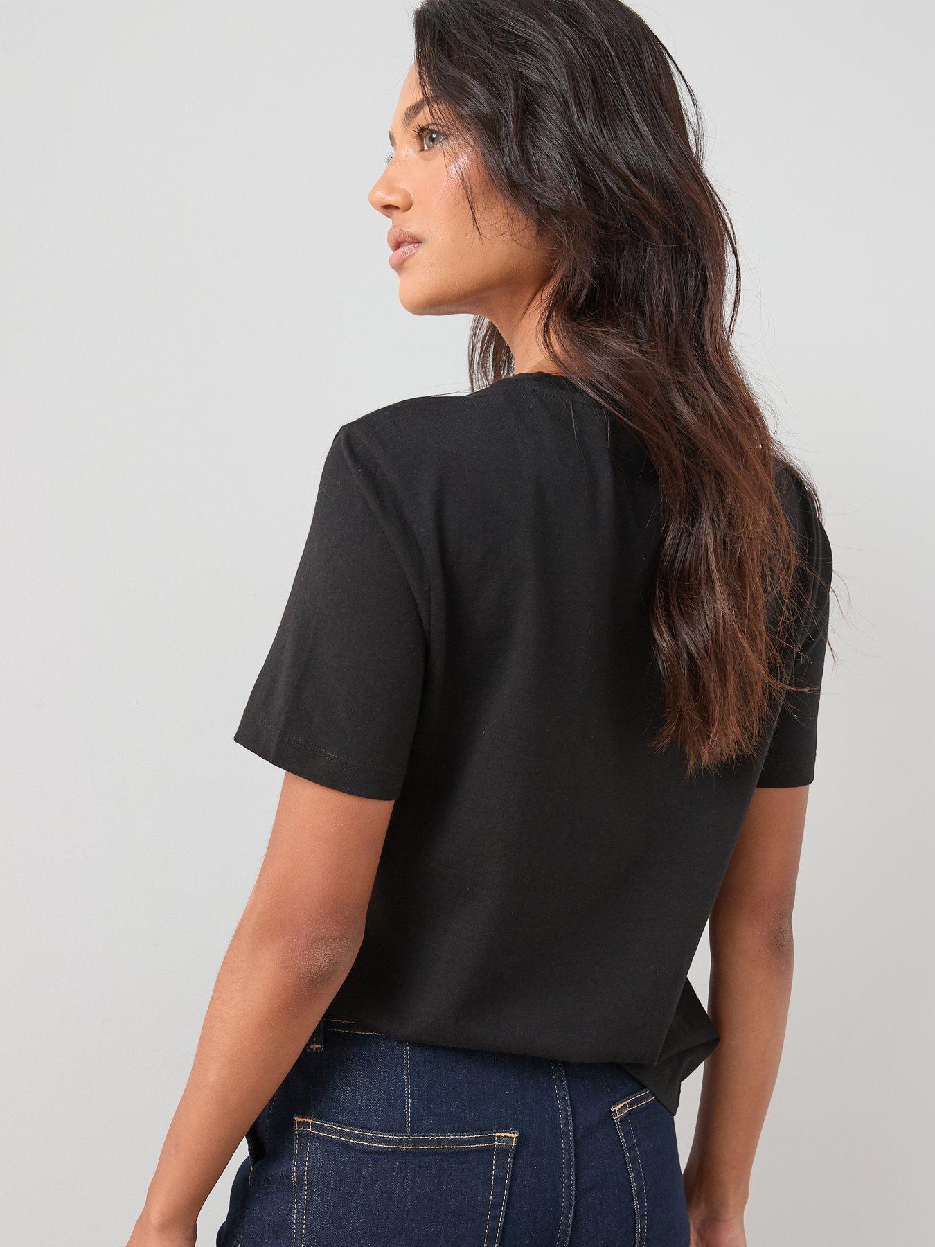 Image 2 of 6 of The Very Collection Womens Crew Neck Cotton T-Shirt - Black