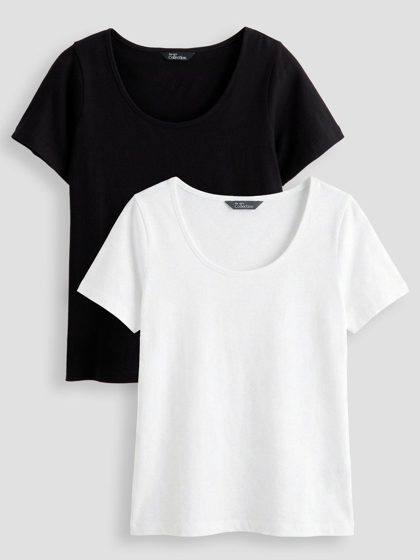 The Very Collection 2 Pack Scoop Neck T-shirt - Black