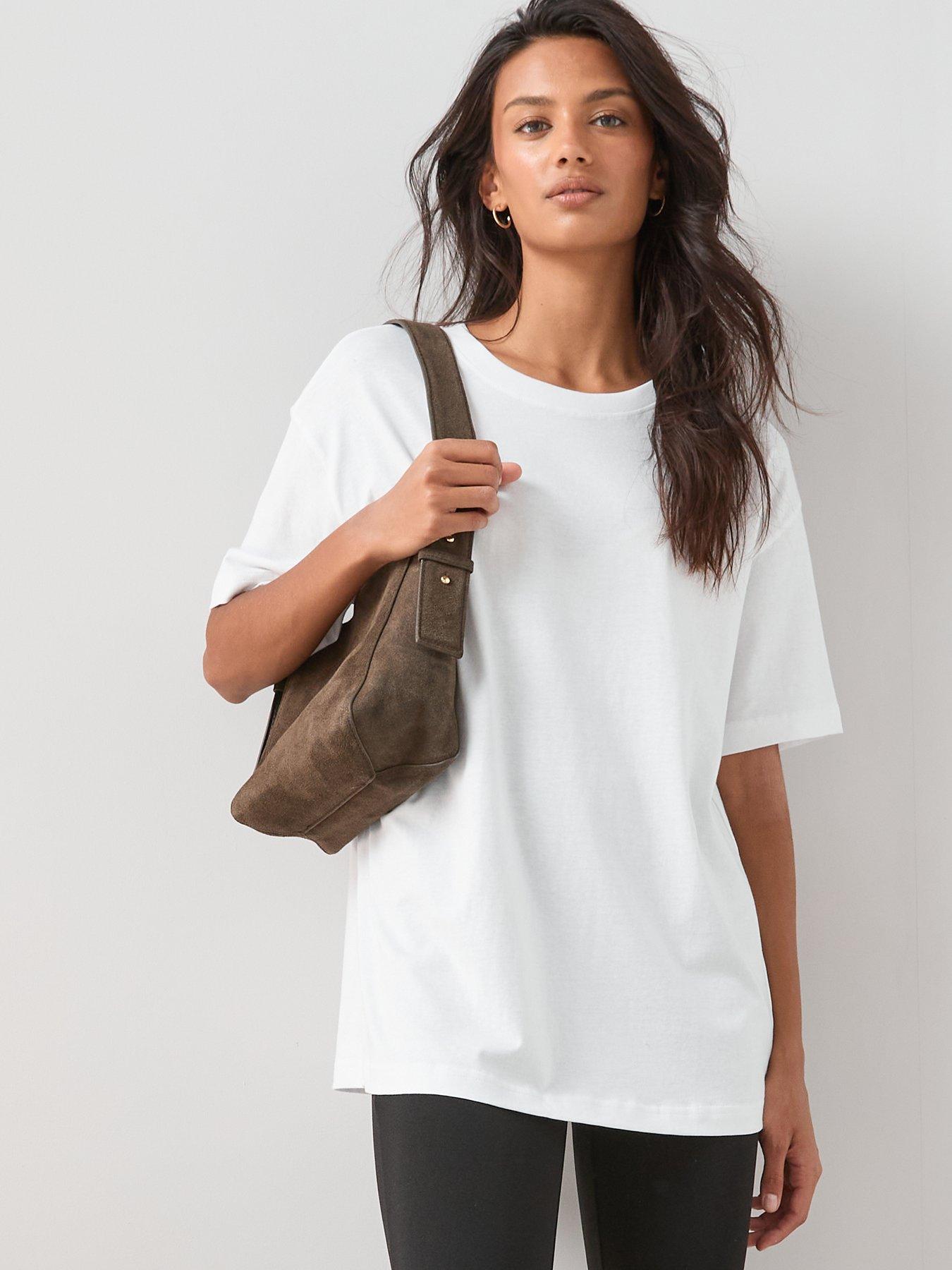 Image 5 of 6 of The Very Collection Crew Neck Oversized T-shirt - White