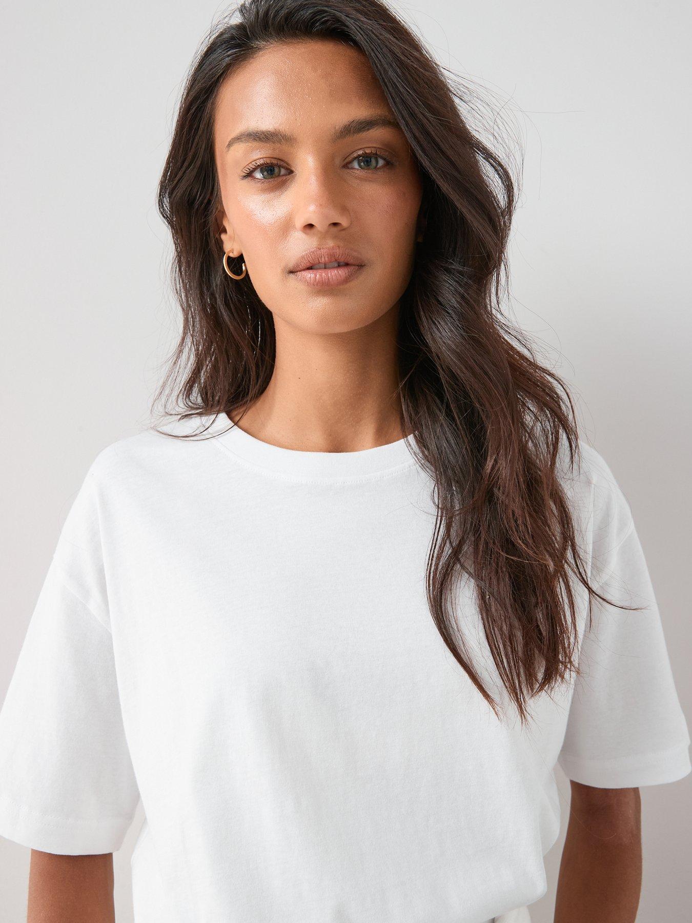 Image 6 of 6 of The Very Collection Crew Neck Oversized T-shirt - White