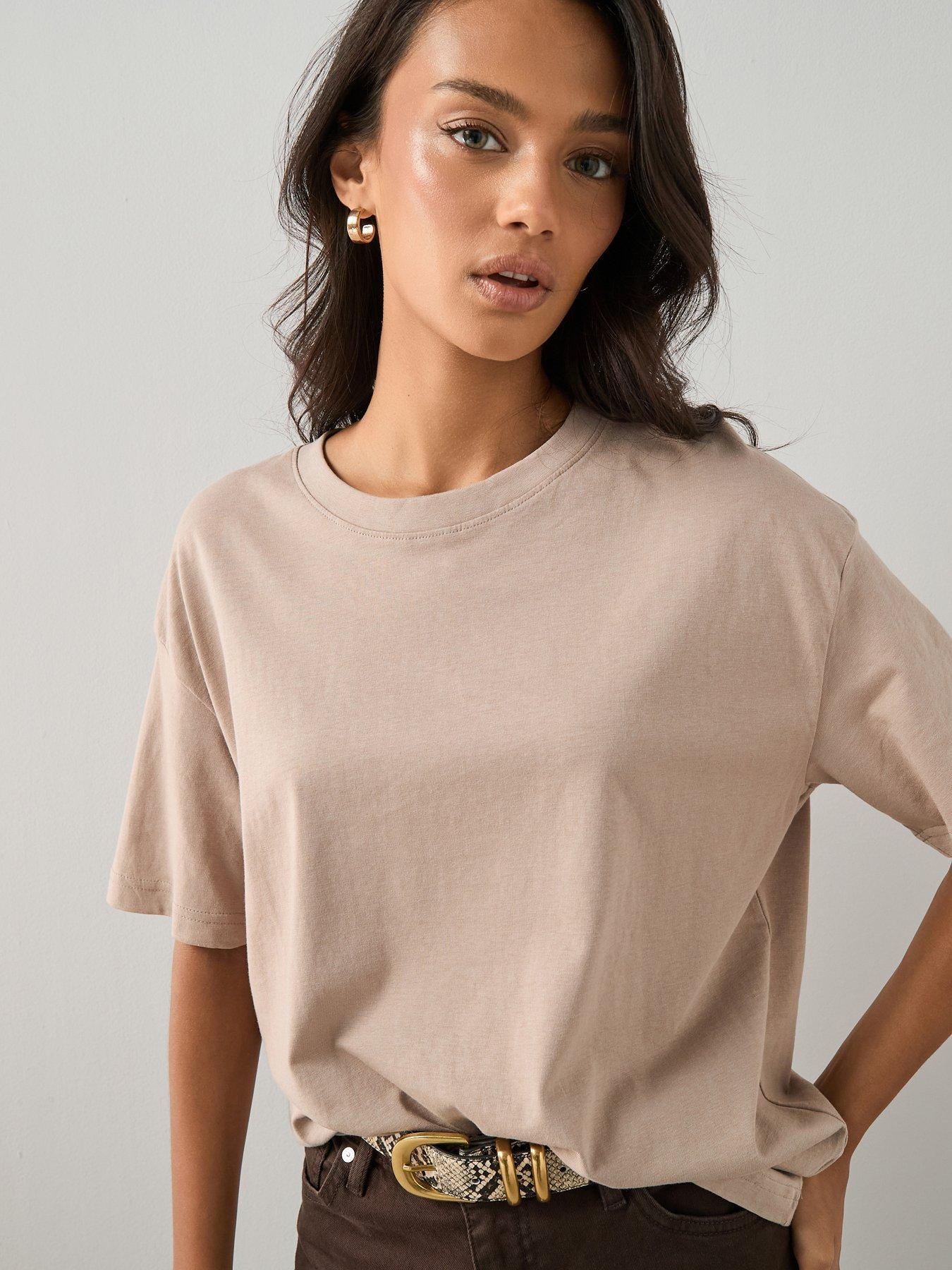 The Very Collection Crew Neck Oversized T-shirt - Taupe