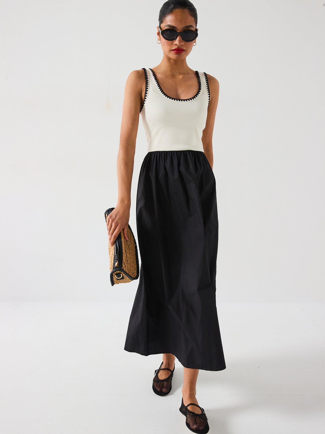 undefined Whipstitch Woven Mix Dress