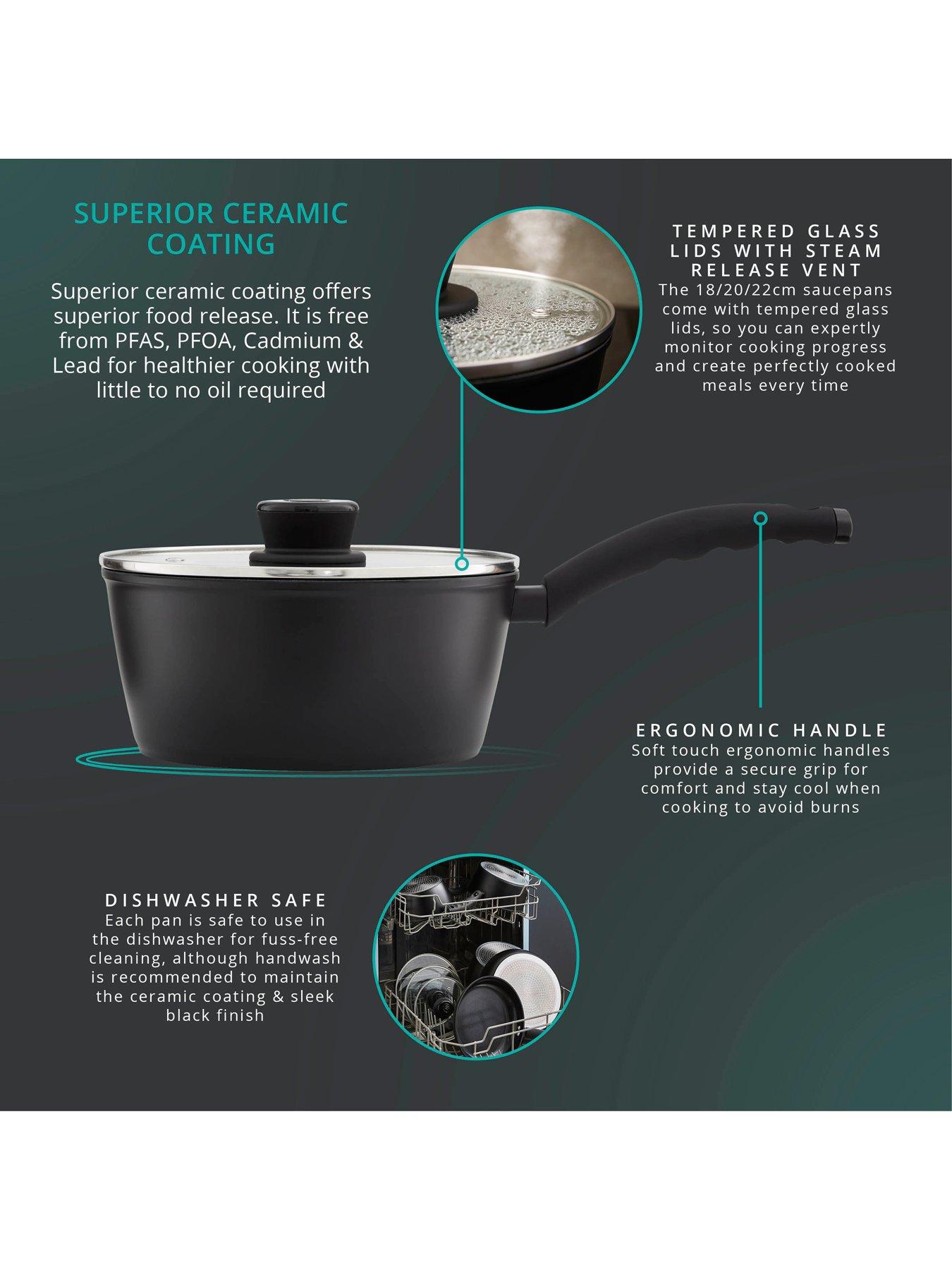 Swan Stealth 5 Piece Cookware Set with Superior Ceramic Coating, 18/20 ...