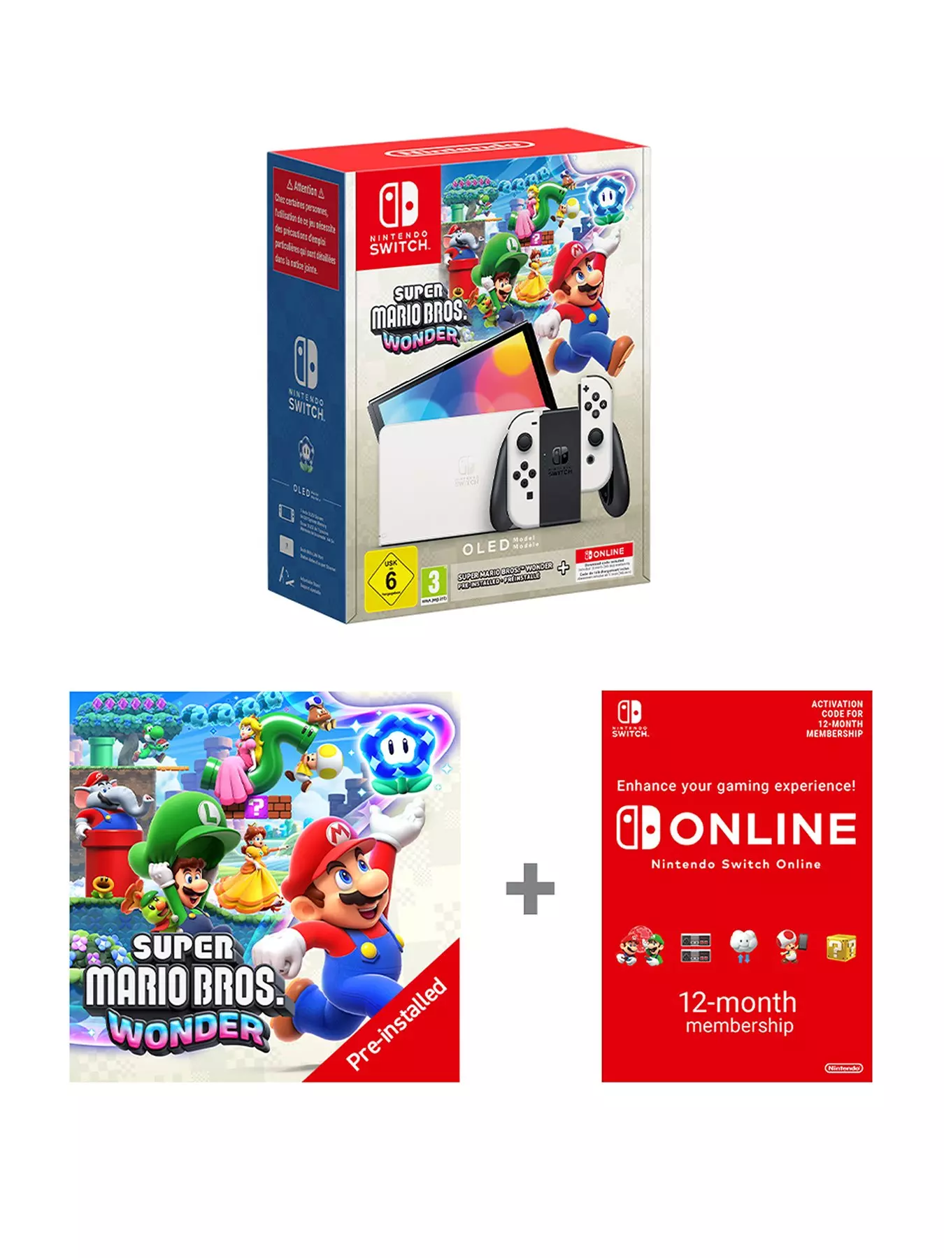 Nintendo Switch OLED OLED Console + Super Mario Bros. Wonder + 12-Months Nintendo Switch Online