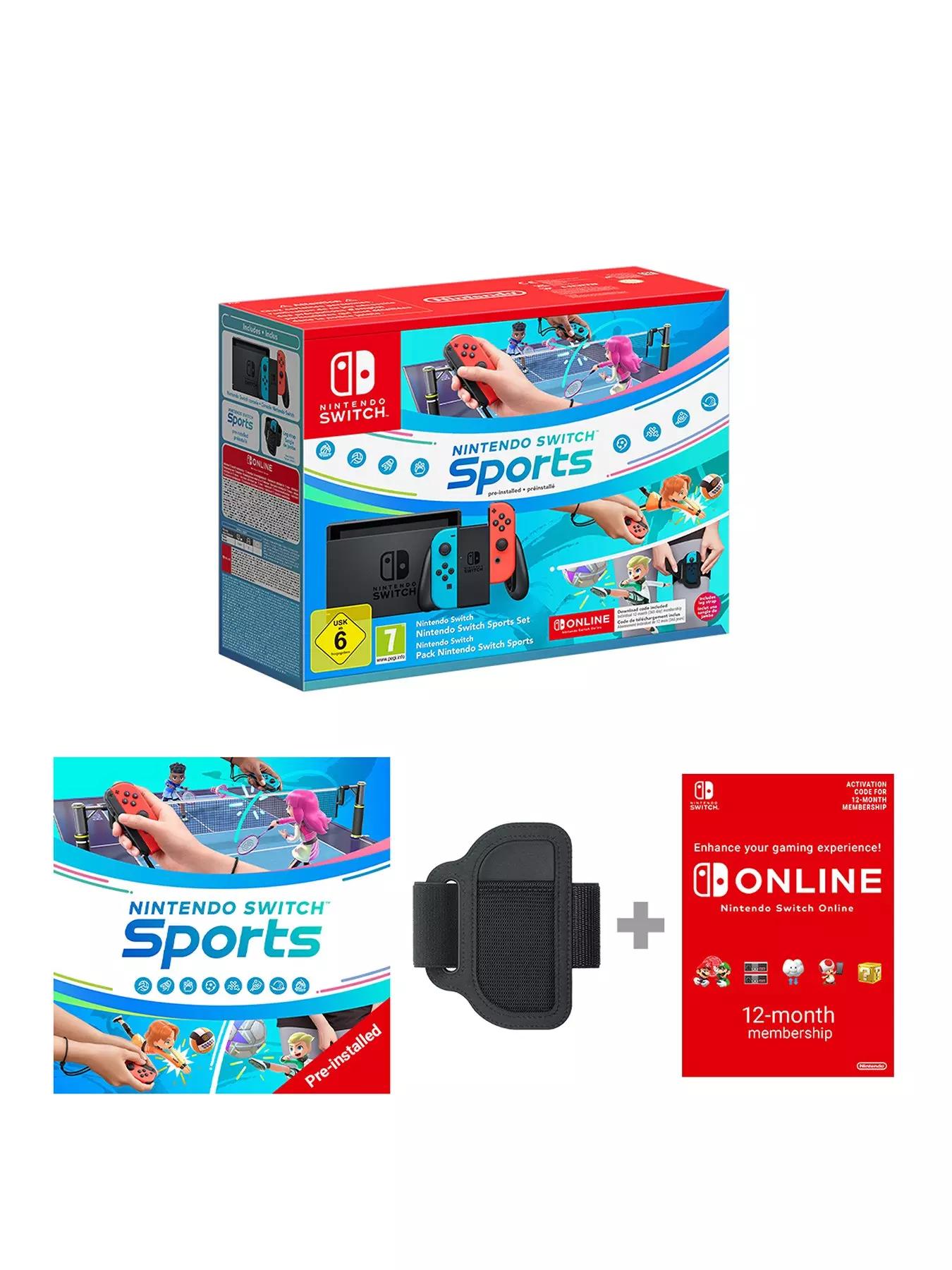 Nintendo Switch Switch HW (Neon Red/Neon Blue) Switch Sports set + 12 Months NSO