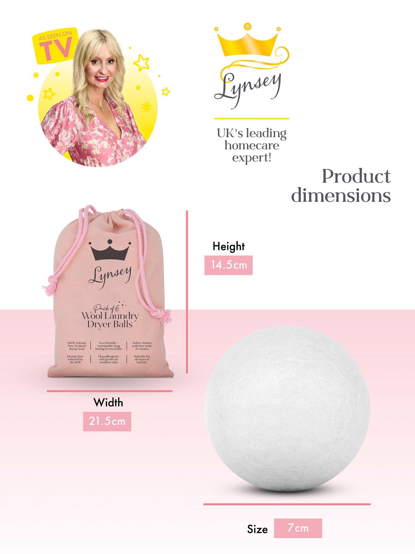 Lynsey TVs Queen of Clean 6 Natural Wool Dryer Balls in a Drawstring Bag