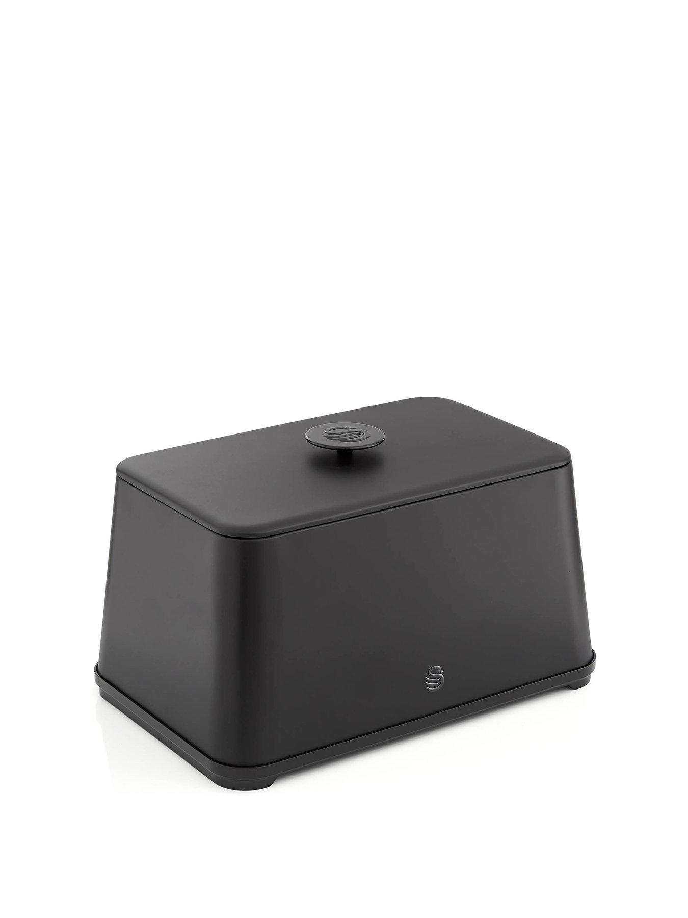 Product photograph of Swan Stealth Bread Bin 16l Capacity Simple Pull Lid Black from very.co.uk