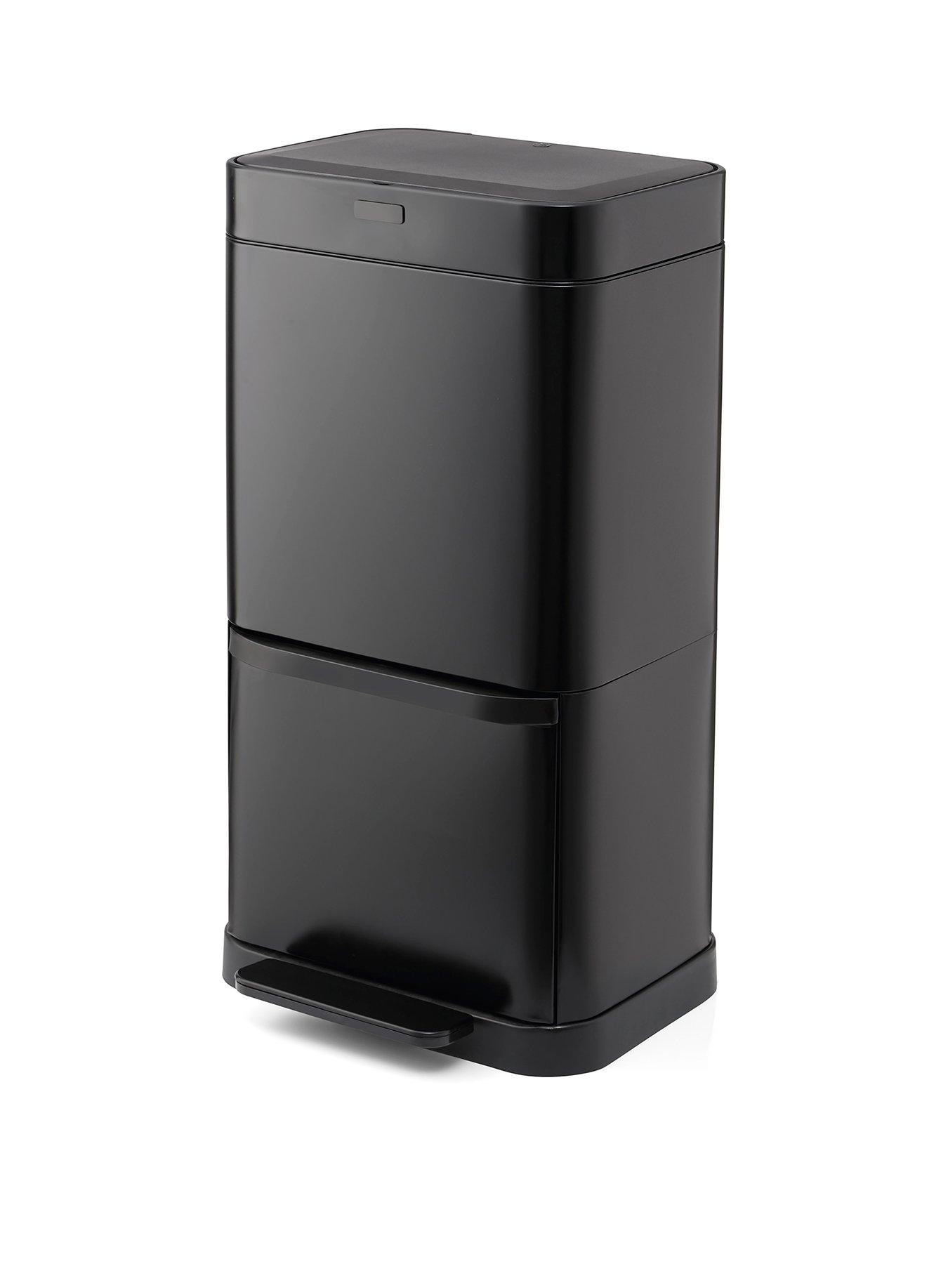 Swan Stealth Dual Recycling Sensor Bin, Retainer Ring, Iron Body, 70L, Black