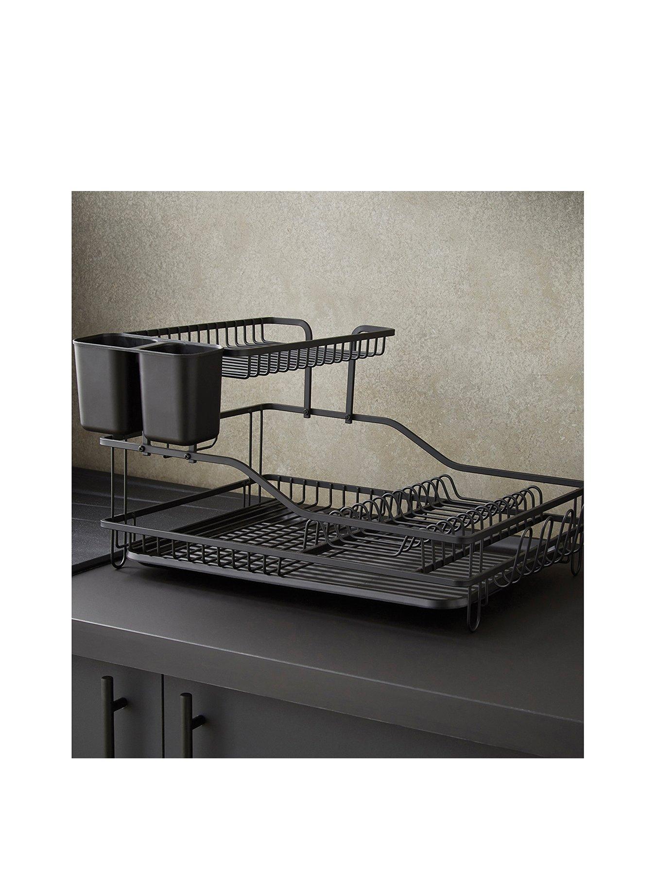 Swan Stealth 15 Plate Dish Rack, Tier, Matte Black with