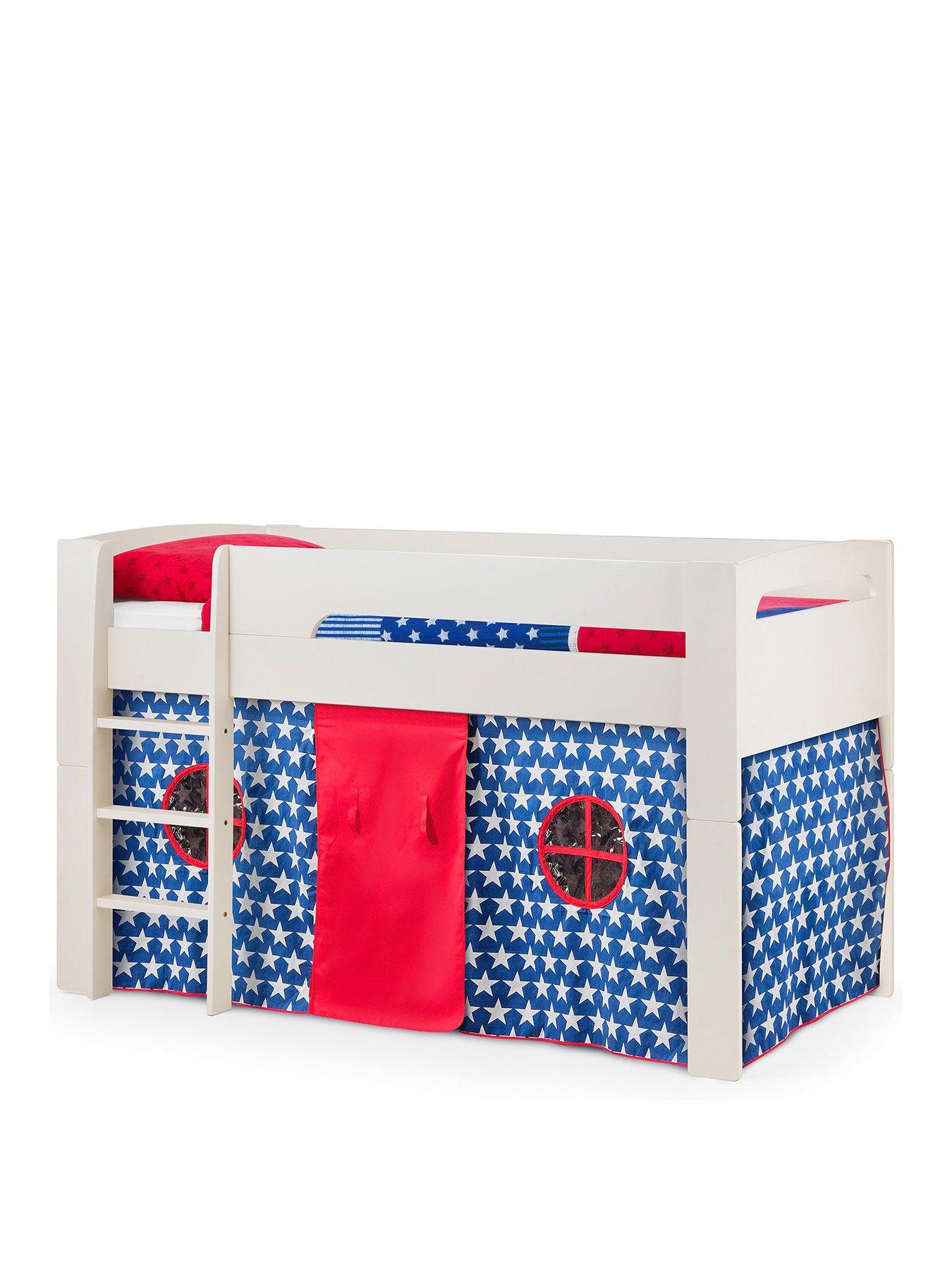 Image 2 of 4 of Julian Bowen Nova White Midsleeper Bed with Blue Star Tent