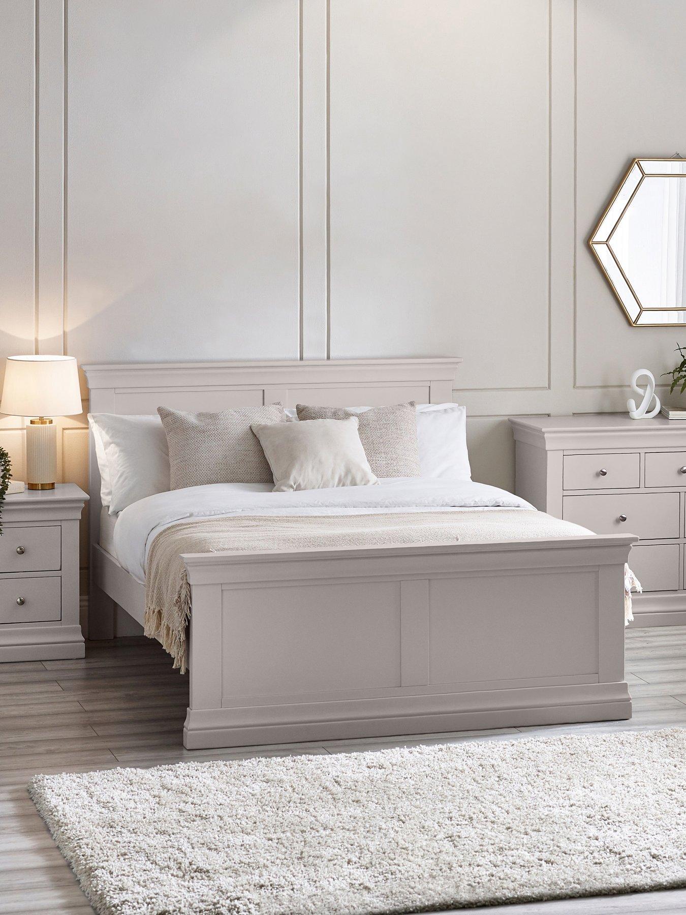Product photograph of Julian Bowen Clermont Bed Frame - Light Grey - King from very.co.uk