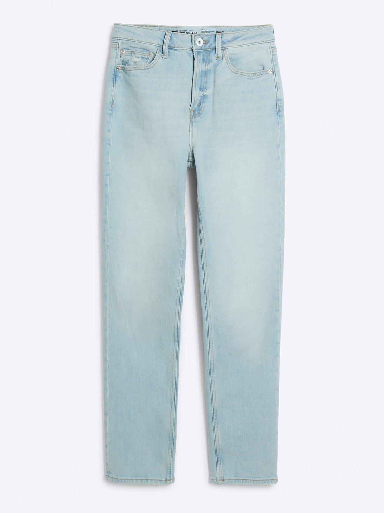 River Island High Waist Slim Straight Jeans Light Blue Very