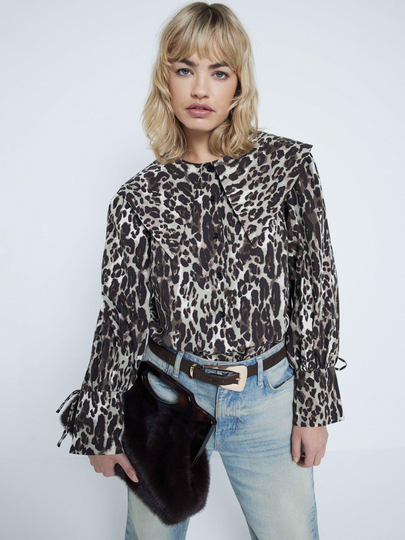 River Island Large Collar Blouse - Brown