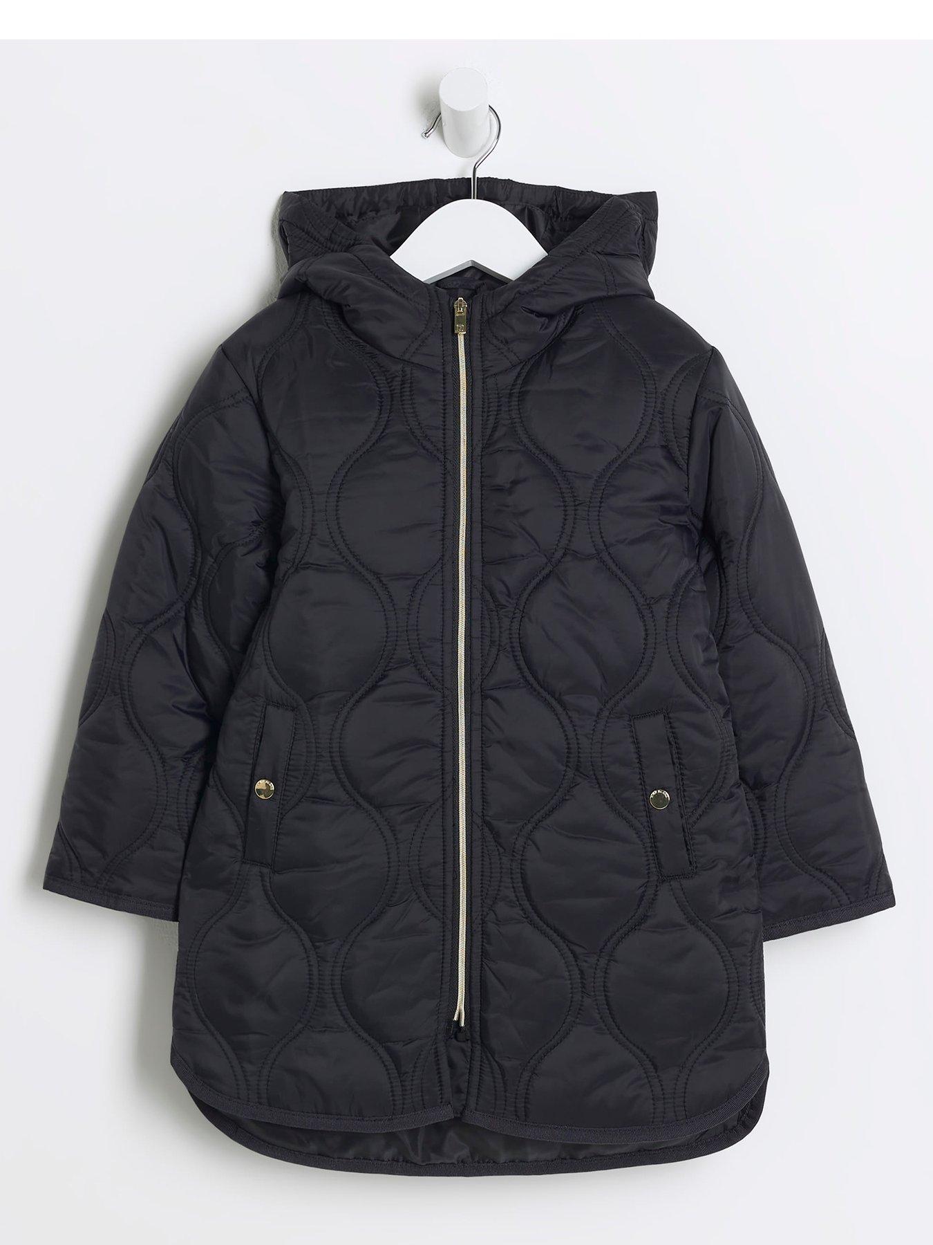 River Island Girls Heart Padded Coat With Zip Hood Black Very