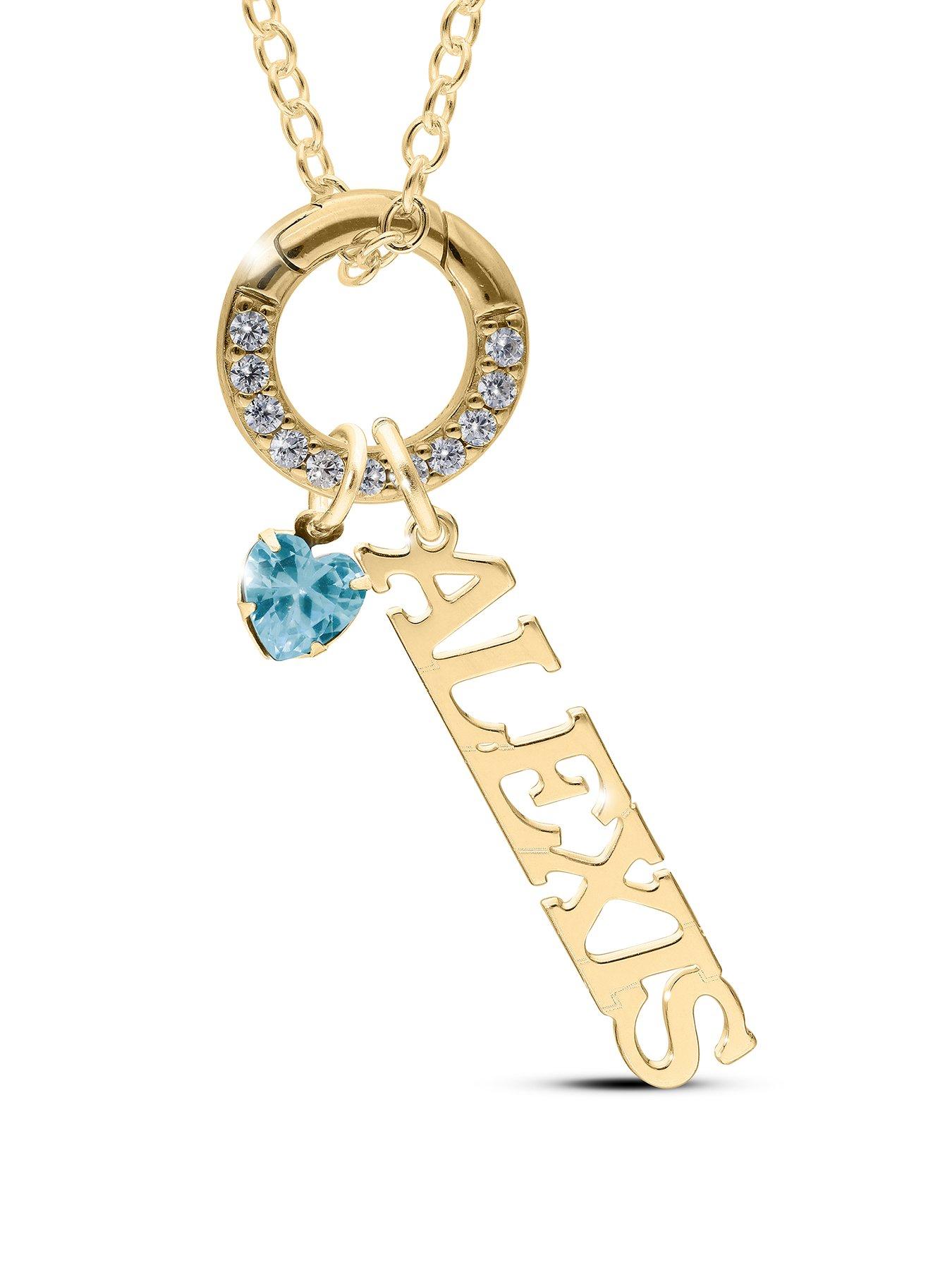 The Love Collection Personalised GP Sterling Silver name and birthstone charm pendant