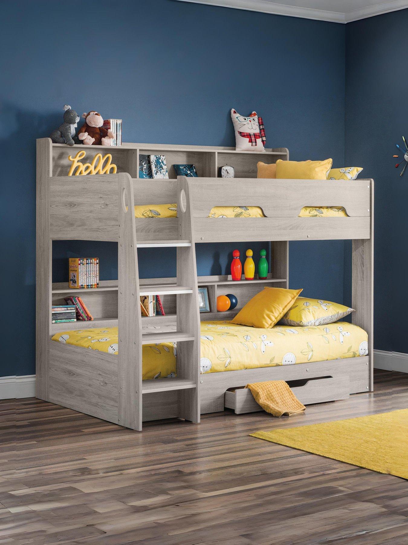 Julian Bowen Riley Bunk Bed with Spring Mattresses Option - Grey Oak