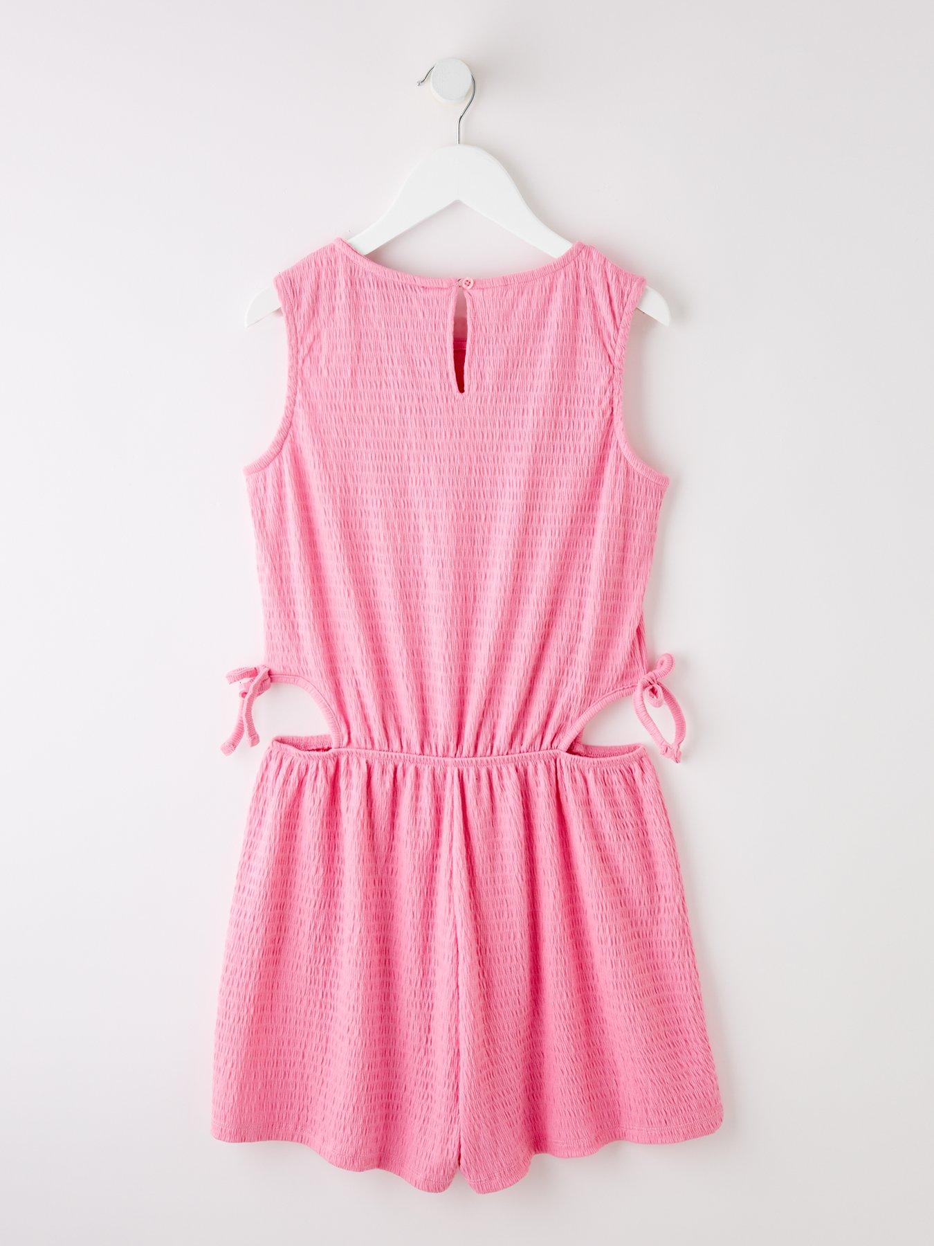Image 2 of 5 of V by Very Girls Textured Cut Out Playsuit - Pink