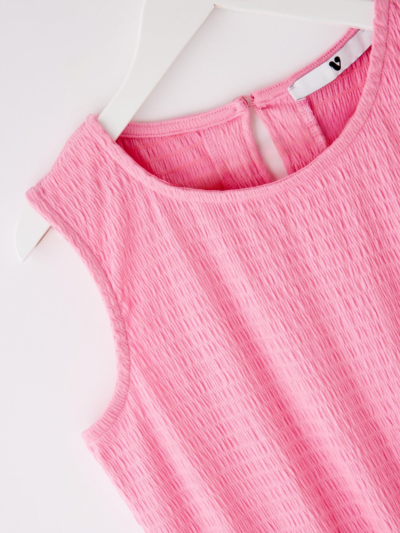 Image 3 of 5 of V by Very Girls Textured Cut Out Playsuit - Pink