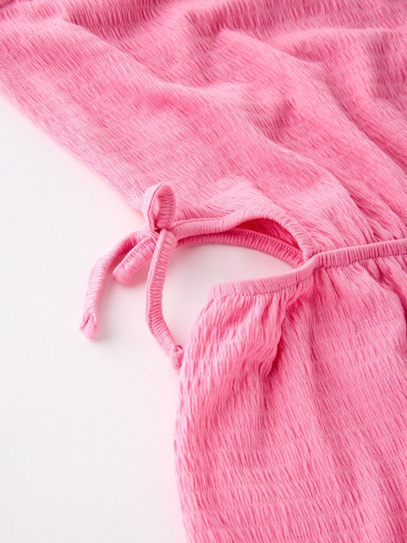 Image 4 of 5 of V by Very Girls Textured Cut Out Playsuit - Pink