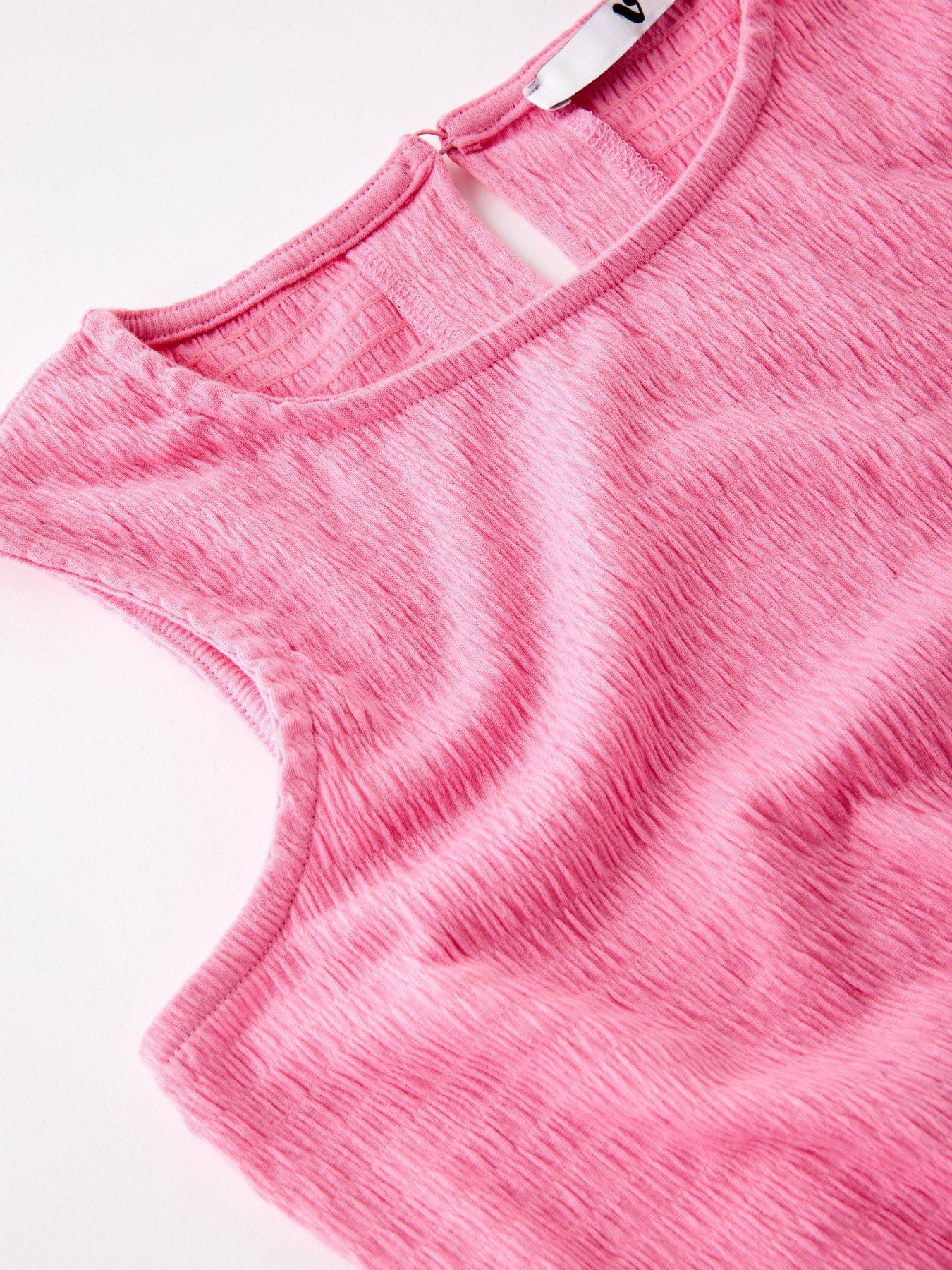 Image 5 of 5 of V by Very Girls Textured Cut Out Playsuit - Pink