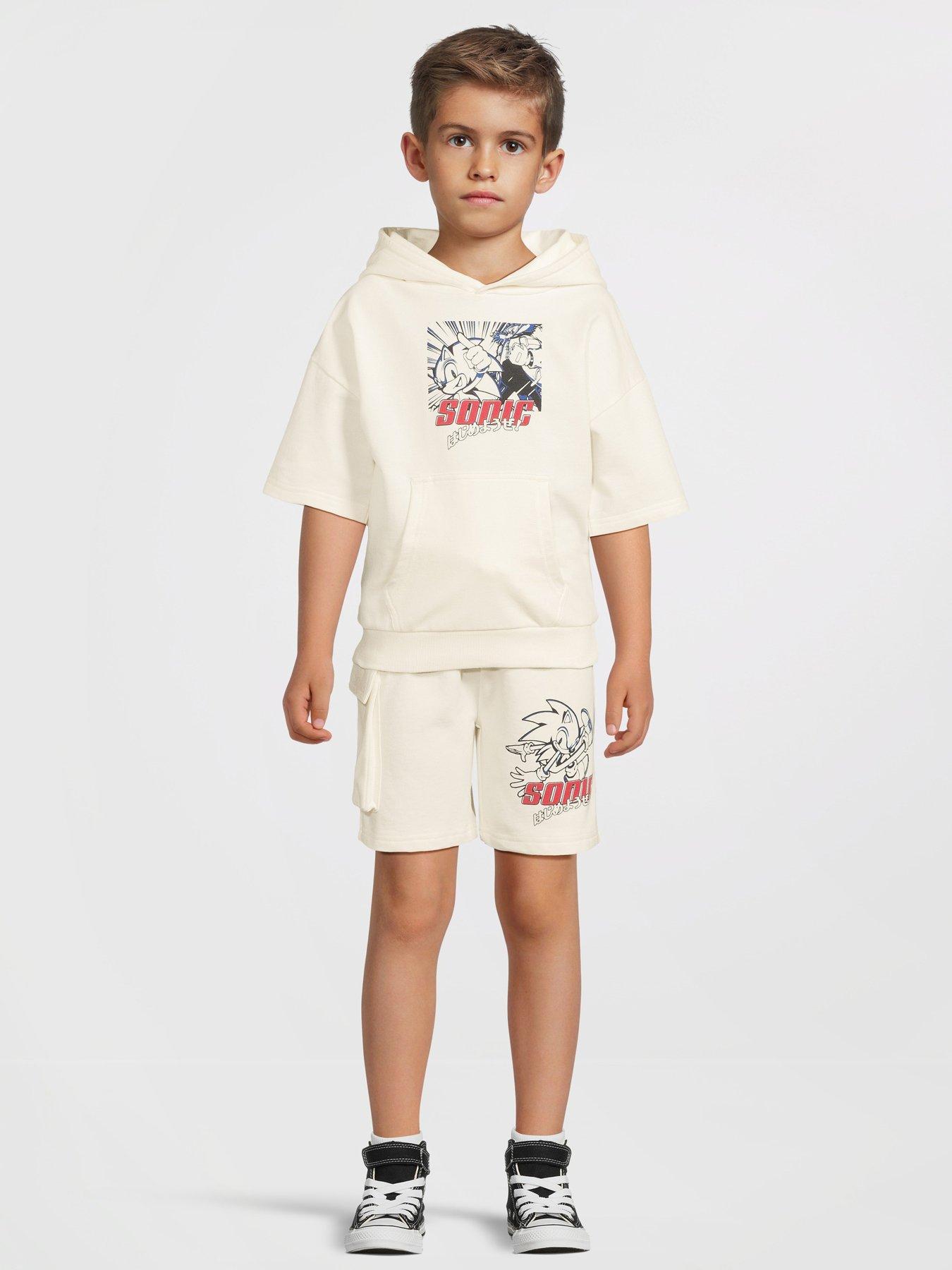 Image 1 of 6 of Sonic the Hedgehog Sonic Sweat Top With Back Print And Shorts Set