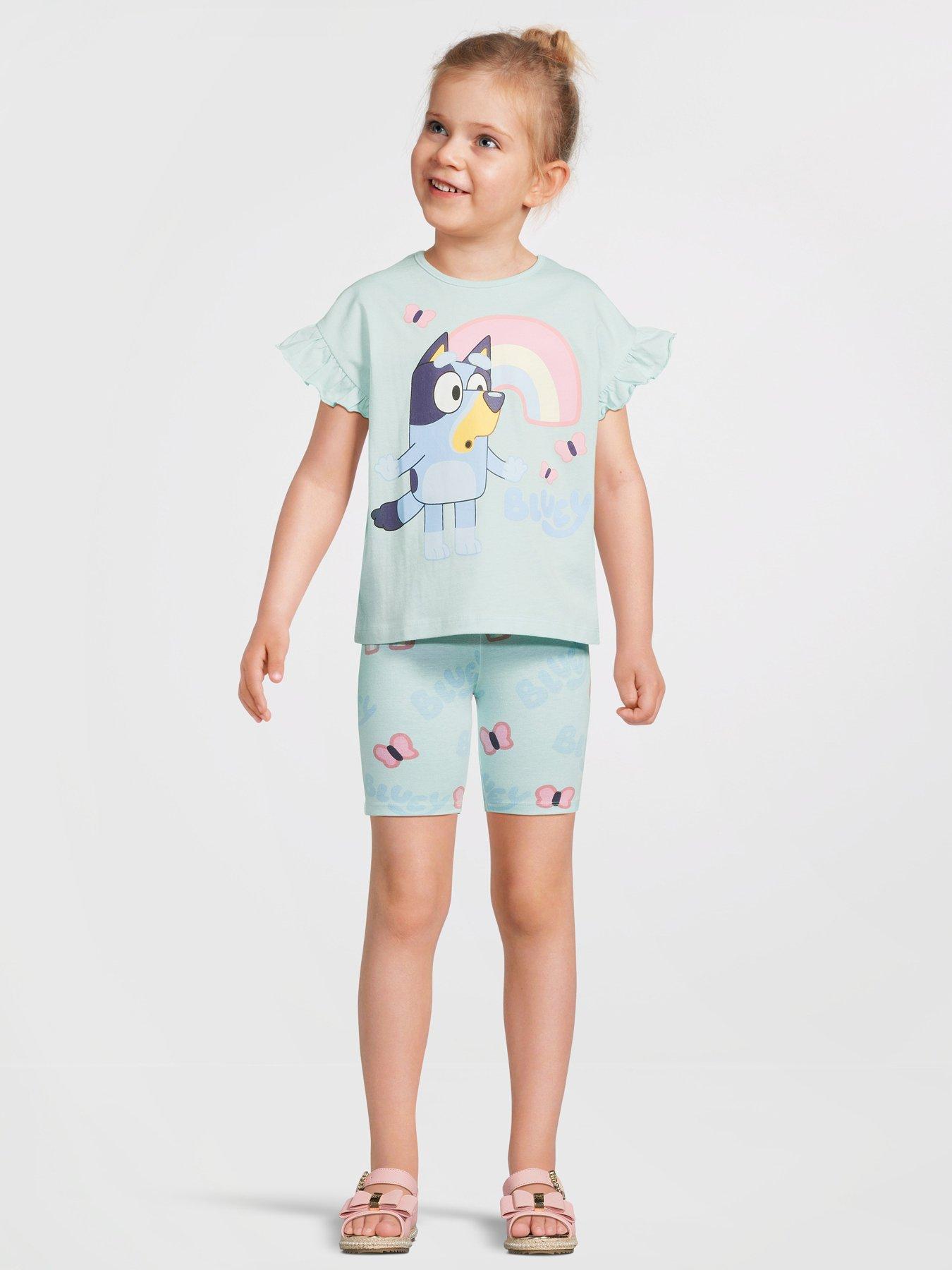 undefined Short Sleeve Top And Cycling Short Set - Blue