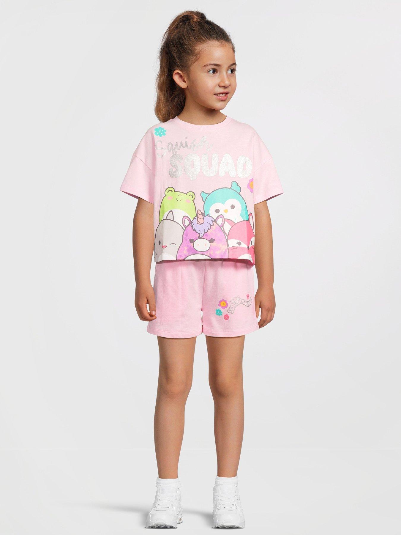 Image of Squishmallows Squishmallow Short Sleeve Top And Short Set - Pink