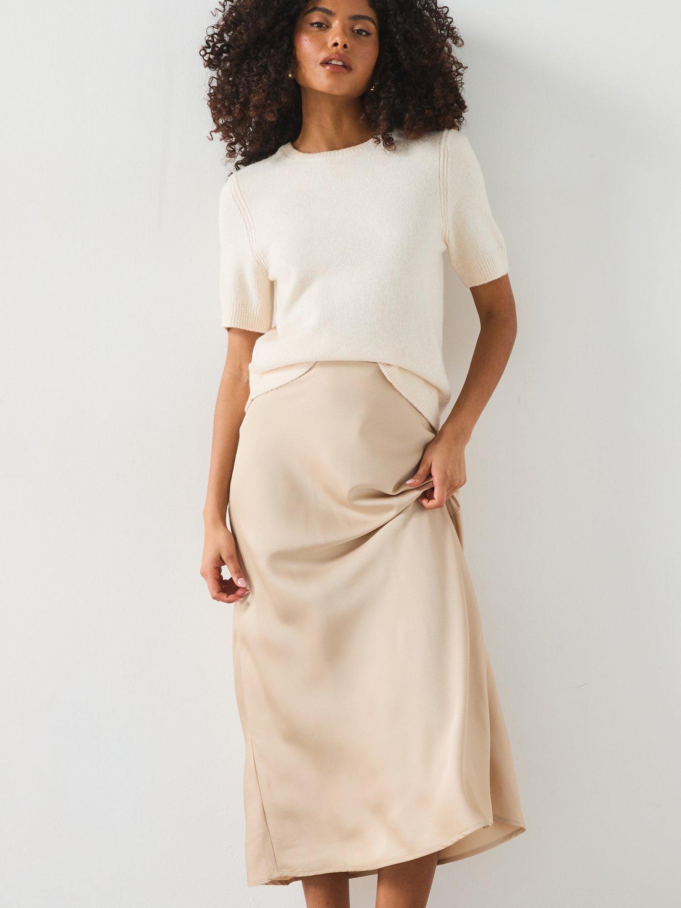 Swareh Satin Skirt -Dark Beig main image 1