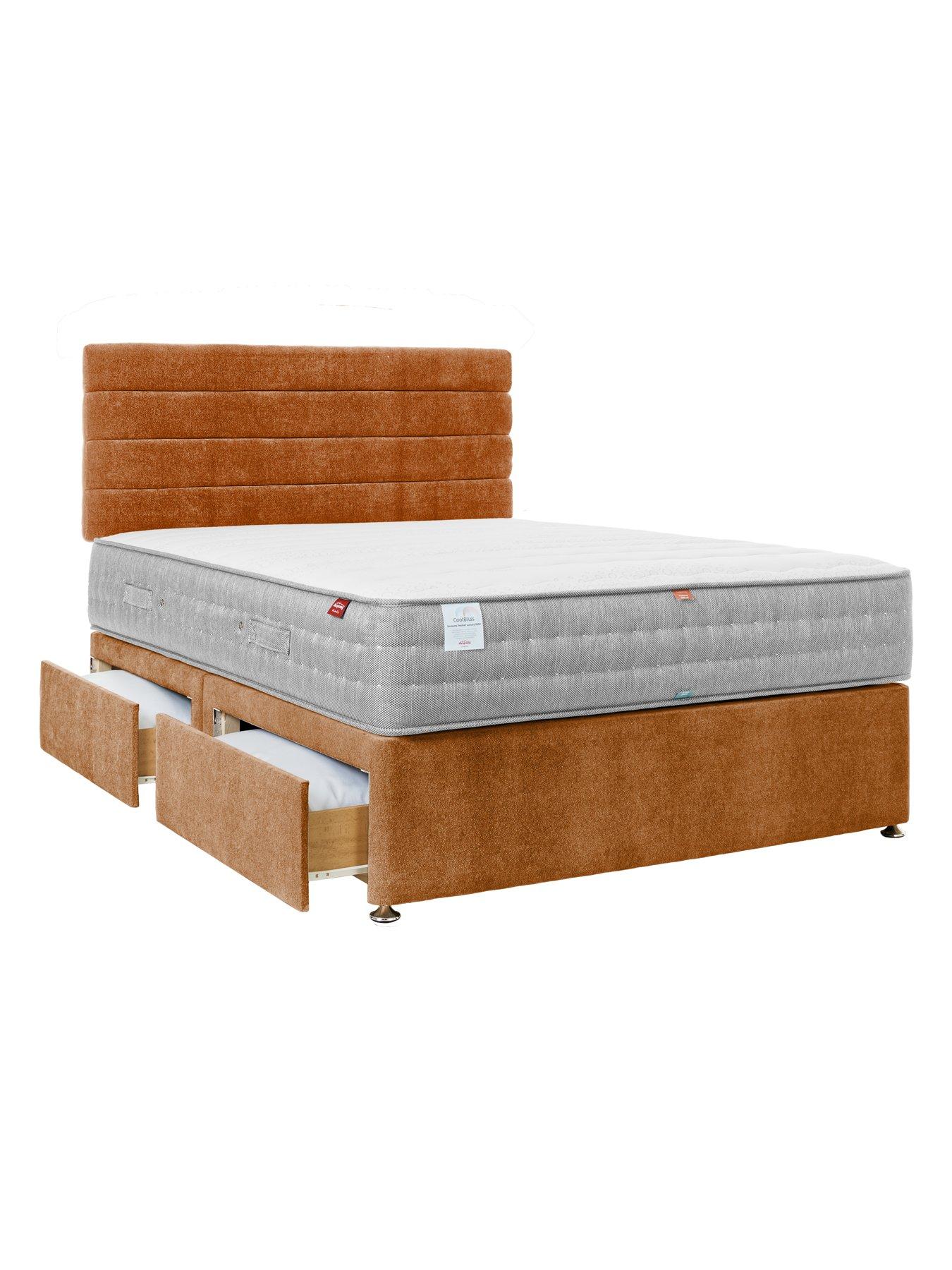 Product photograph of Airsprung Coolbliss Seasons 1000 Pocket Luxury Divan Bed With Storage Options - Headboard Included from very.co.uk