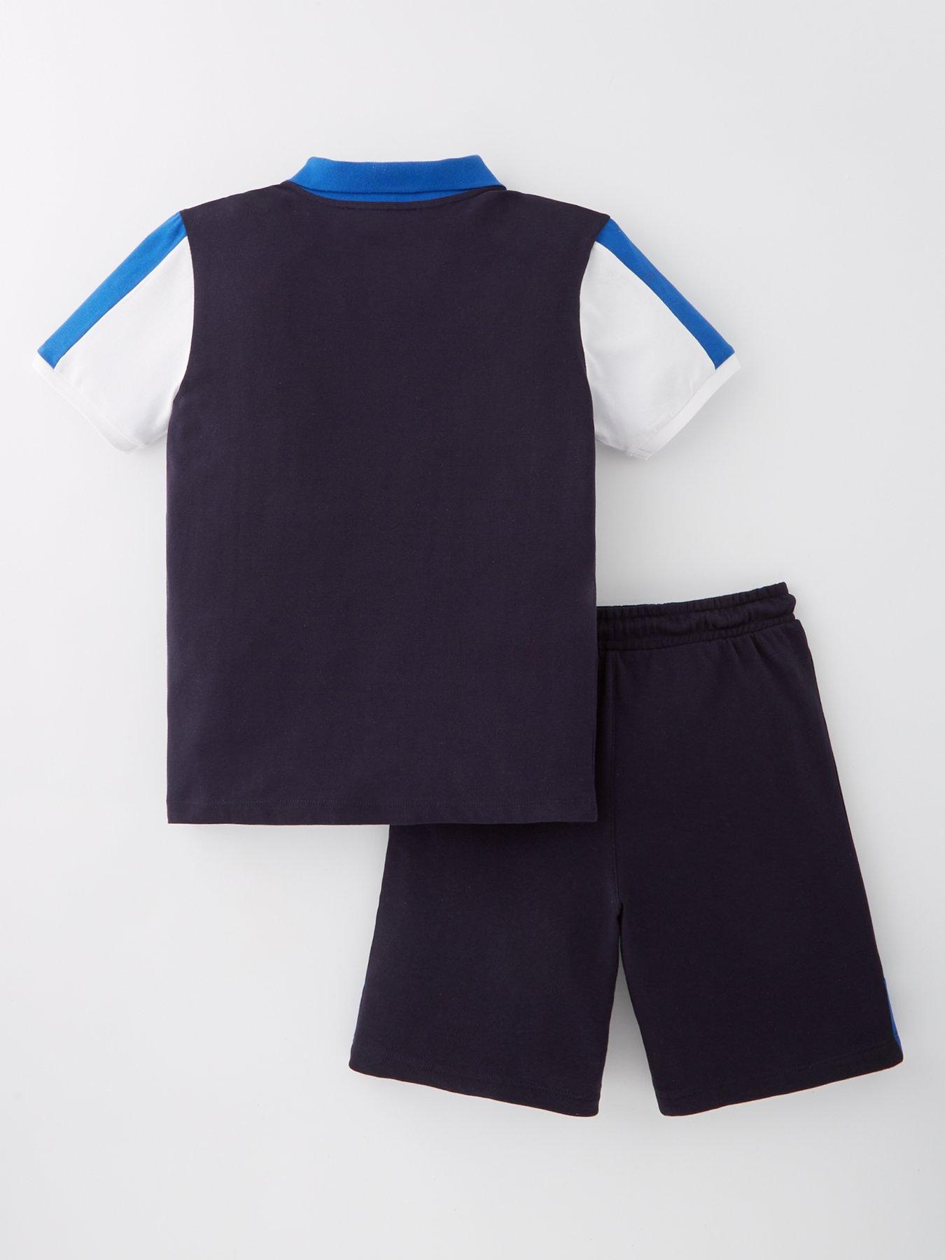 Image 2 of 5 of V by Very Boys Sports Colour Block Zip Polo and Short Set - Multi