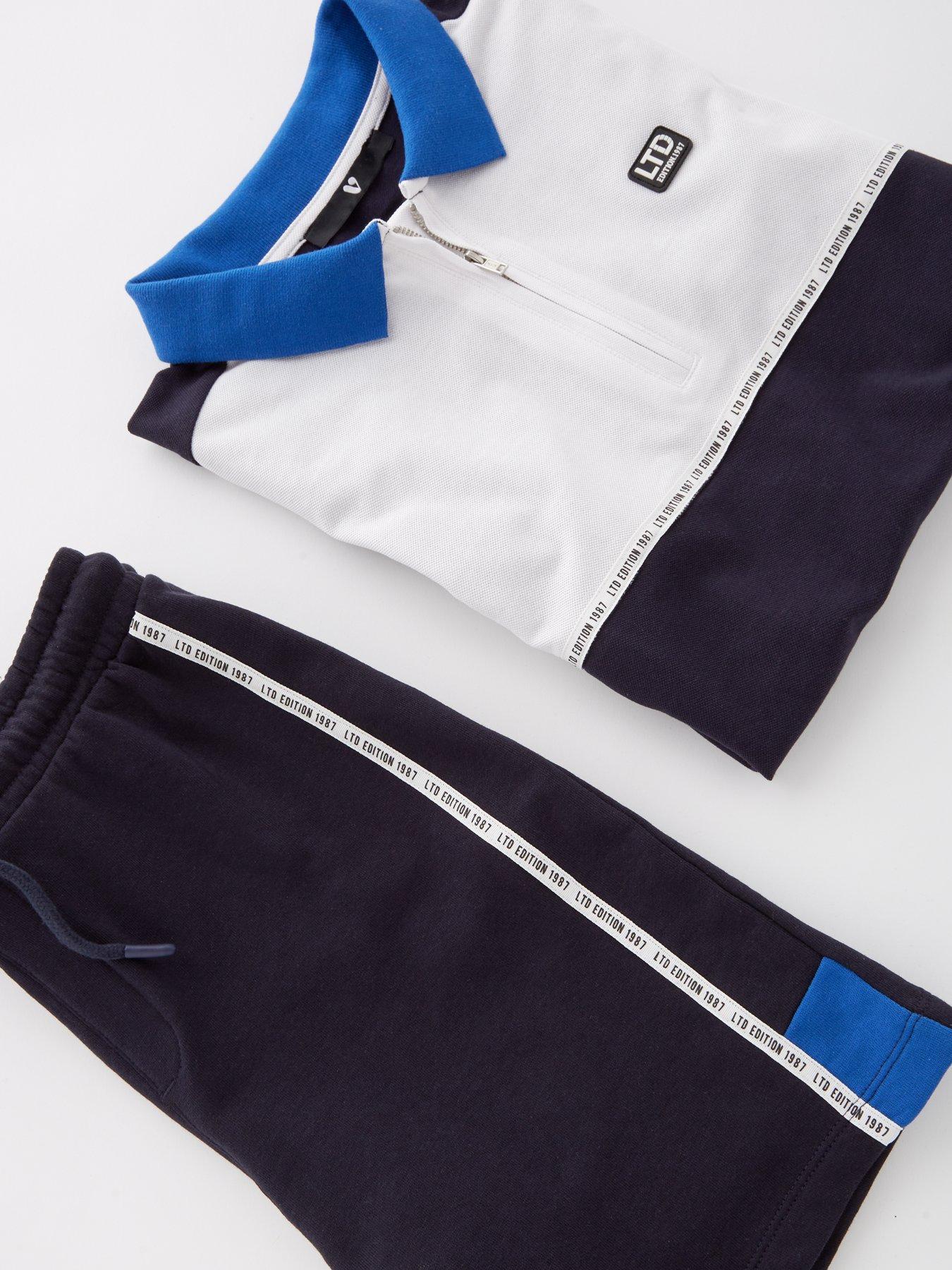 Image 4 of 5 of V by Very Boys Sports Colour Block Zip Polo and Short Set - Multi