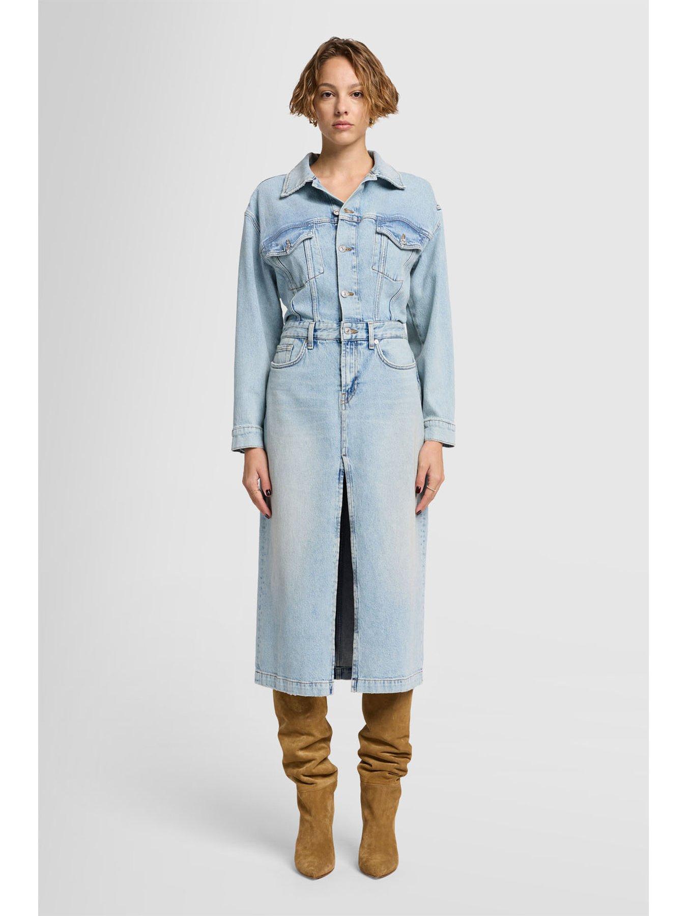 undefined Relaxed Denim Midi Dress Sahara - Light Blue