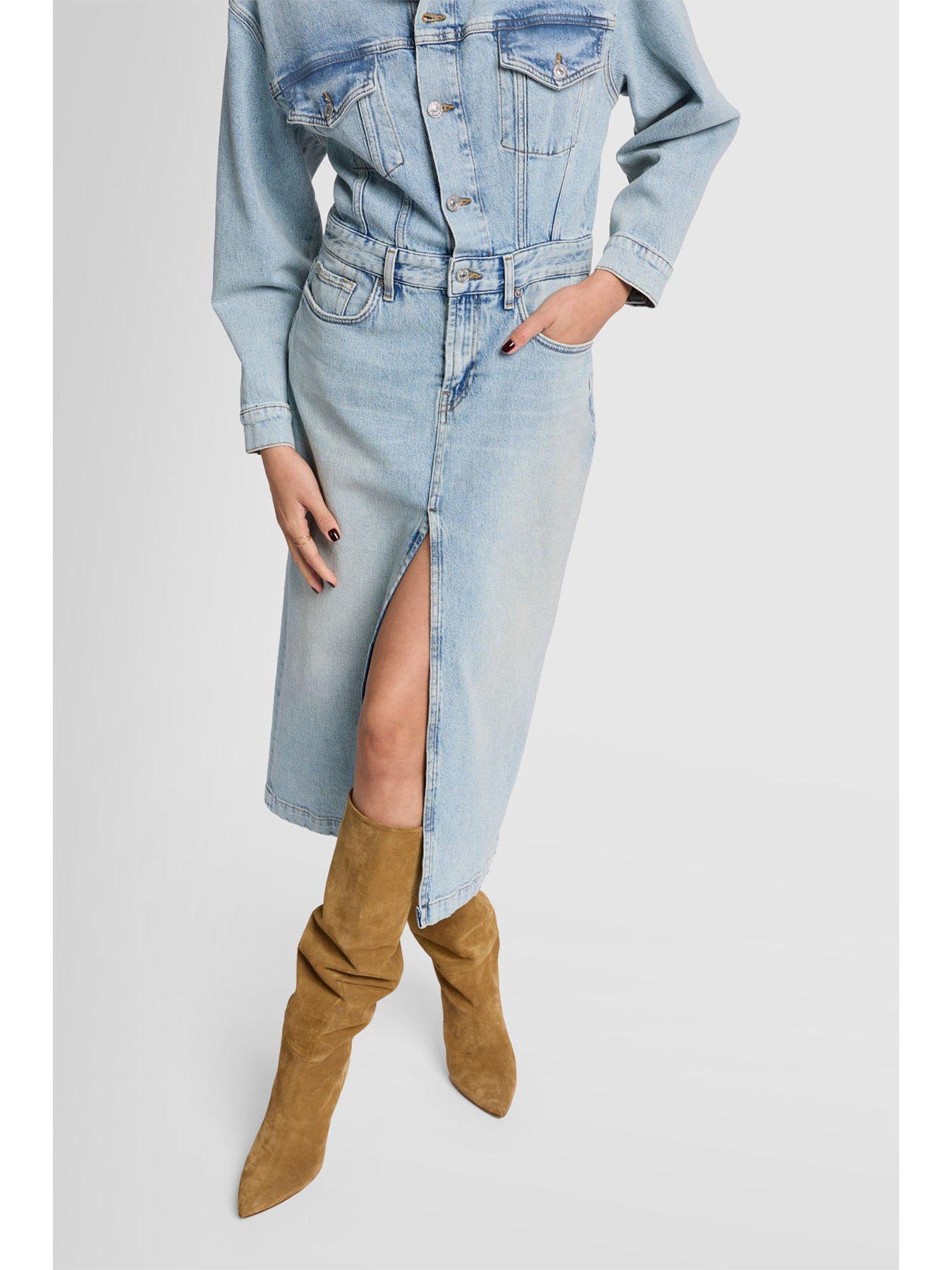 Image 4 of 6 of 7 FOR ALL MANKIND Relaxed Denim Midi Dress Sahara - Light Blue