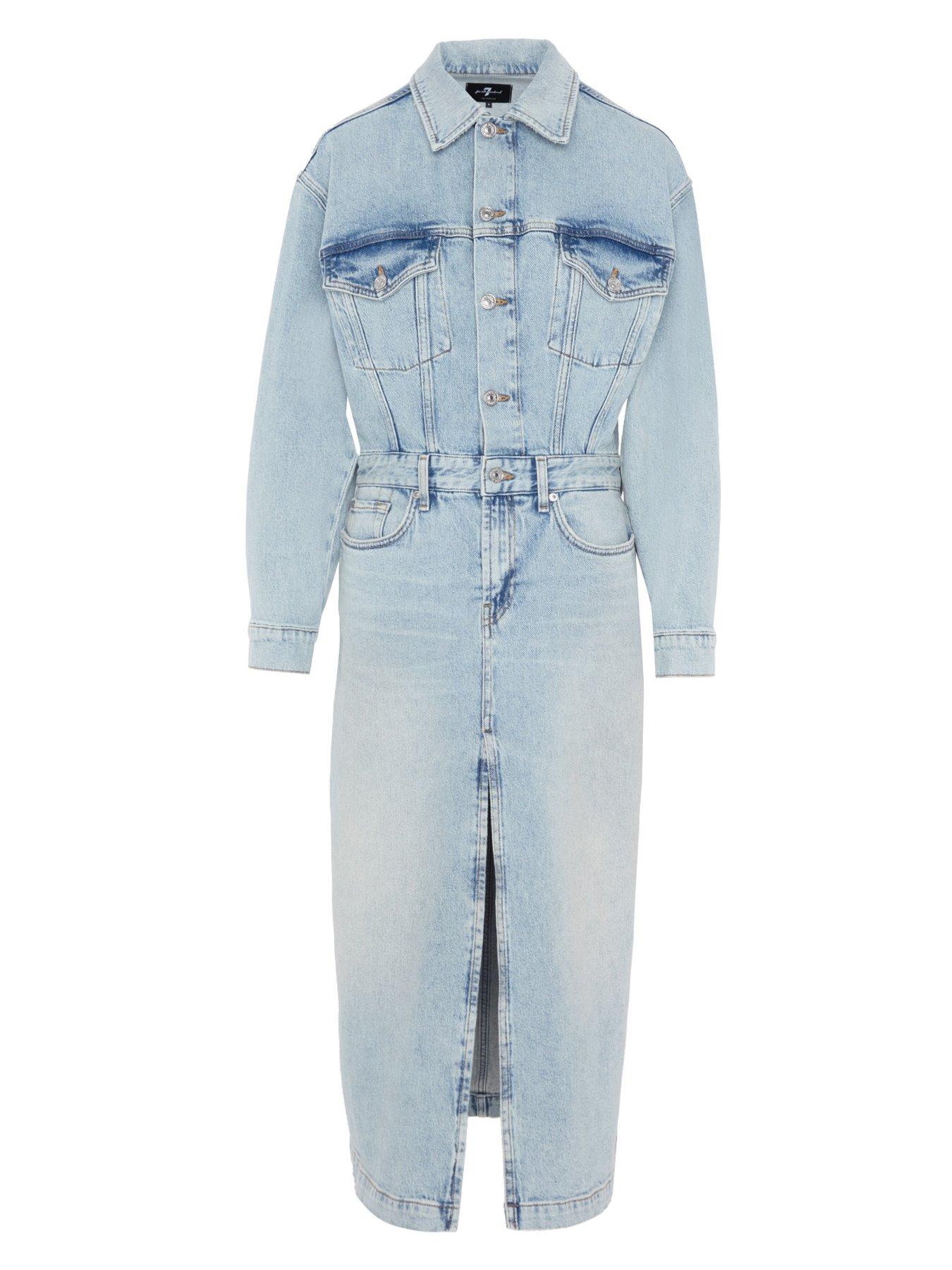 Image 6 of 6 of 7 FOR ALL MANKIND Relaxed Denim Midi Dress Sahara - Light Blue