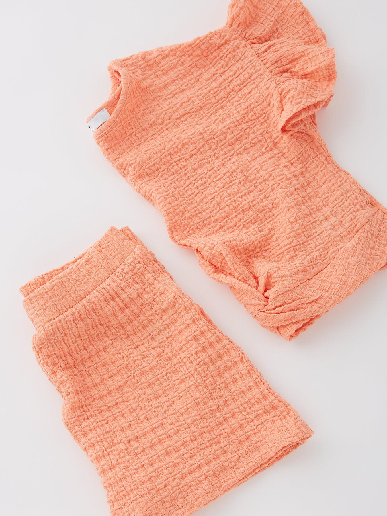 Image 4 of 4 of V by Very Girls Tie Front Top And Short Set - Peach