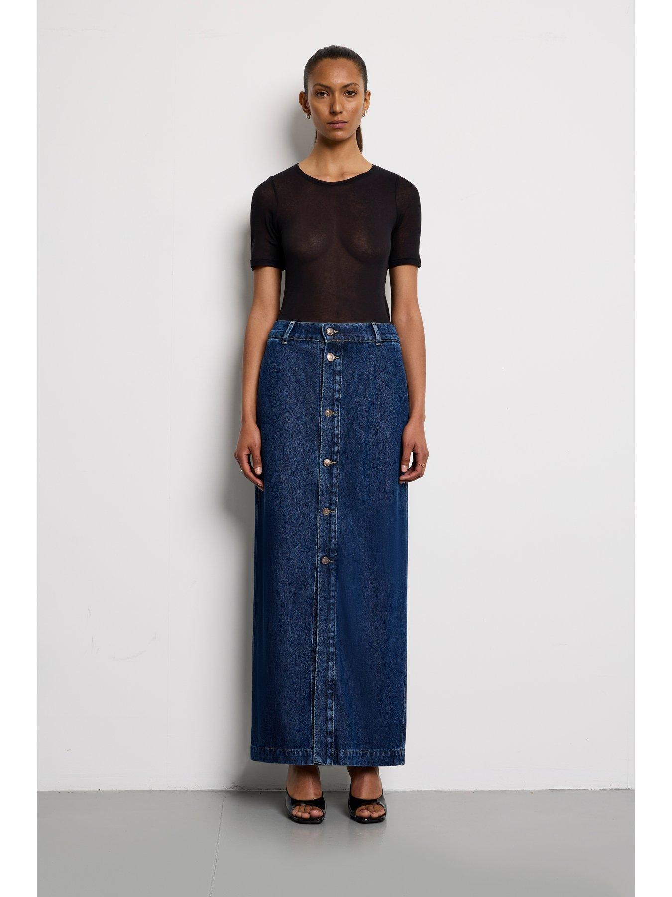 undefined Aime Denim Maxi Skirt Go Getter - Midi Wash