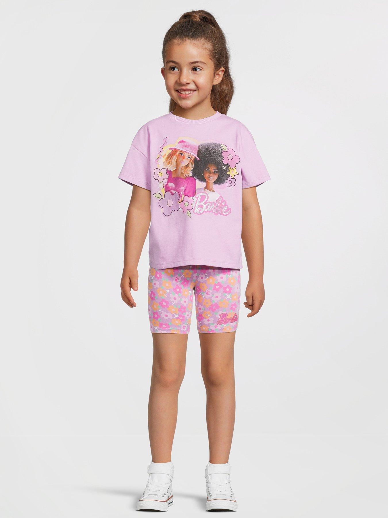 Barbie Short Sleeve Top And Cycling Short Set - Pink