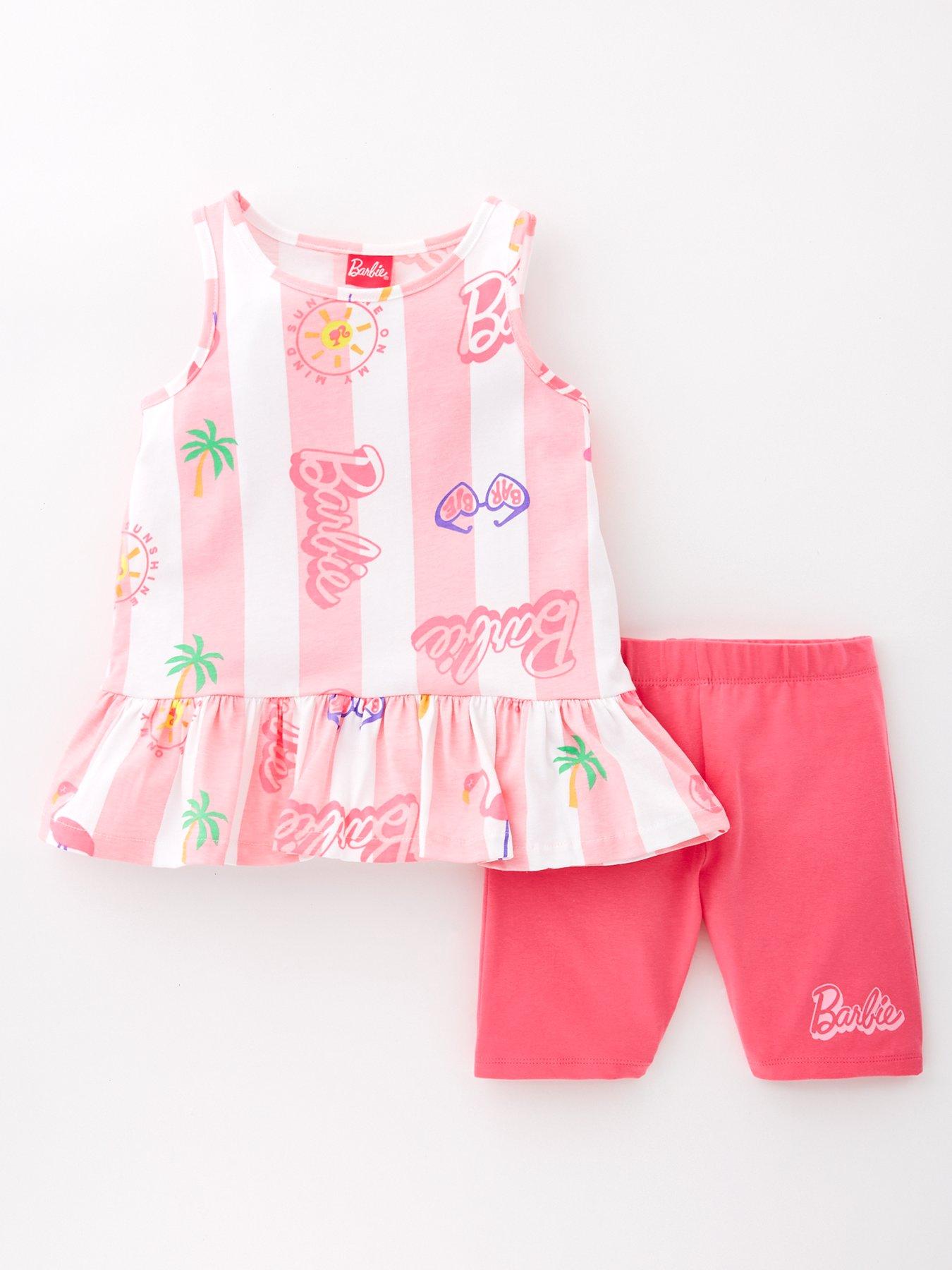 undefined Barbie Two Piece Peplum Vest And Shorts Set - Pink