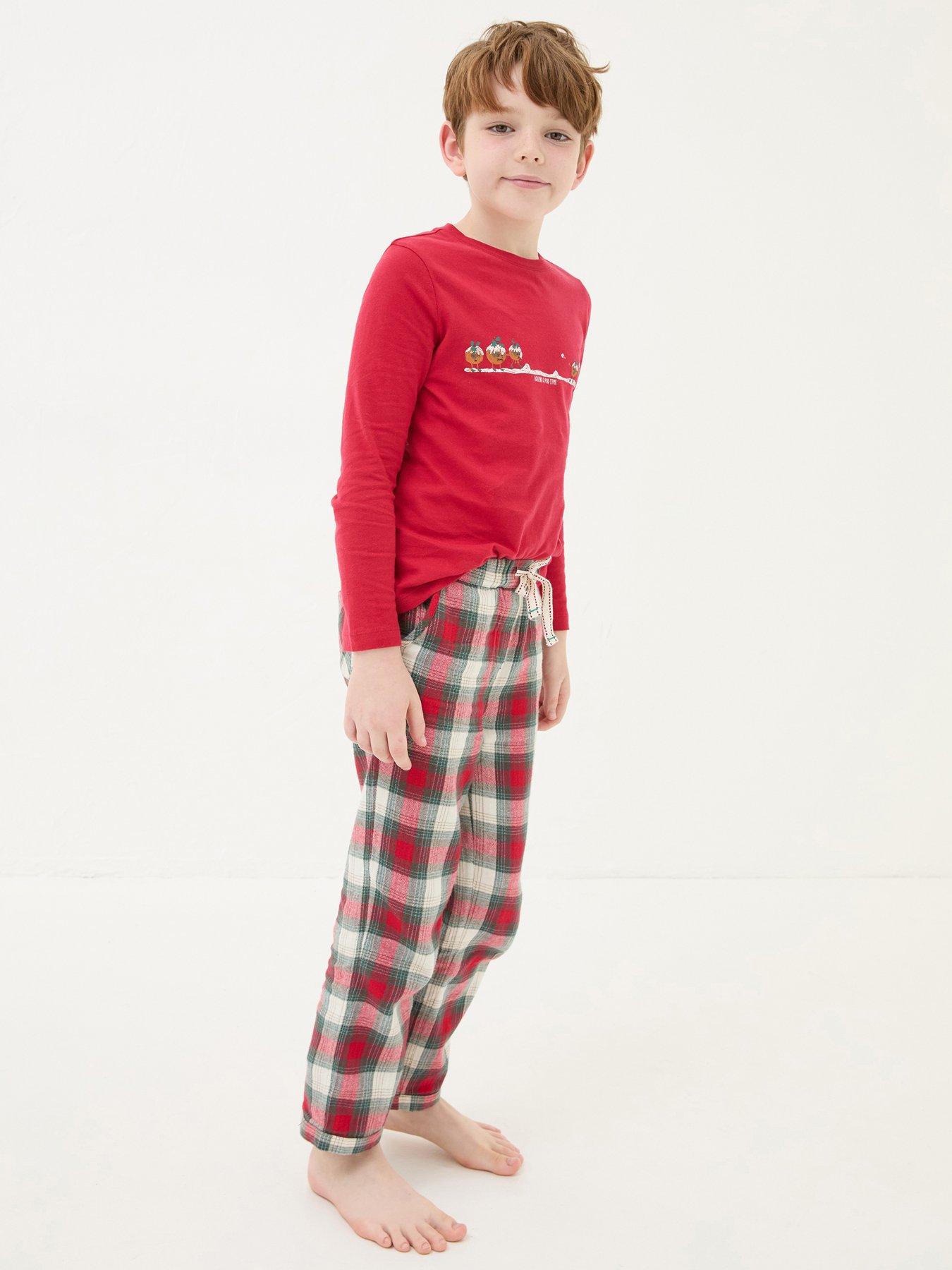 FatFace Girls Penguin Check Christmas Pyjama Set Multi Very