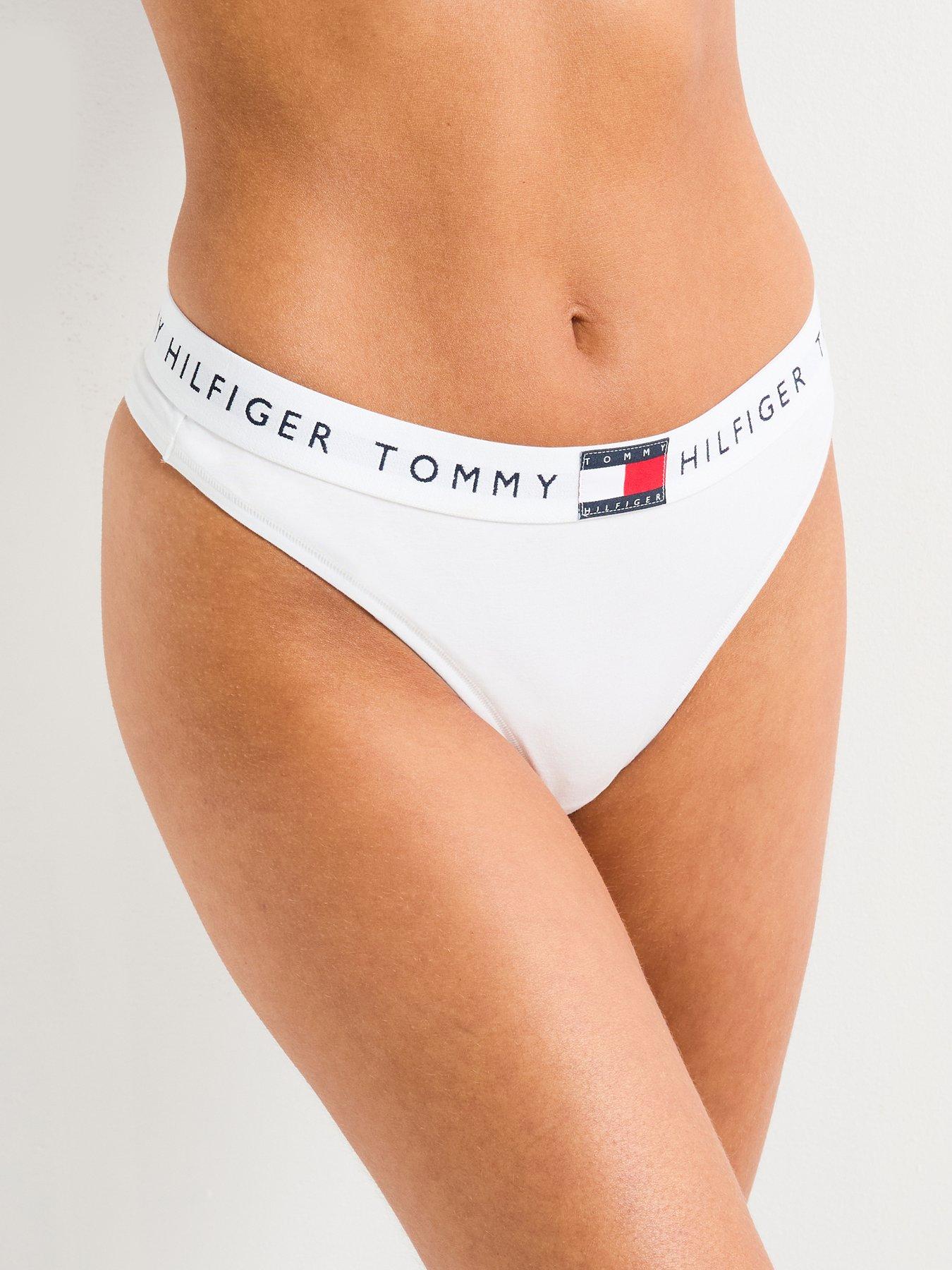 Tommy Hilfiger Heritage Cotton Thong, White, Size Xs, Women