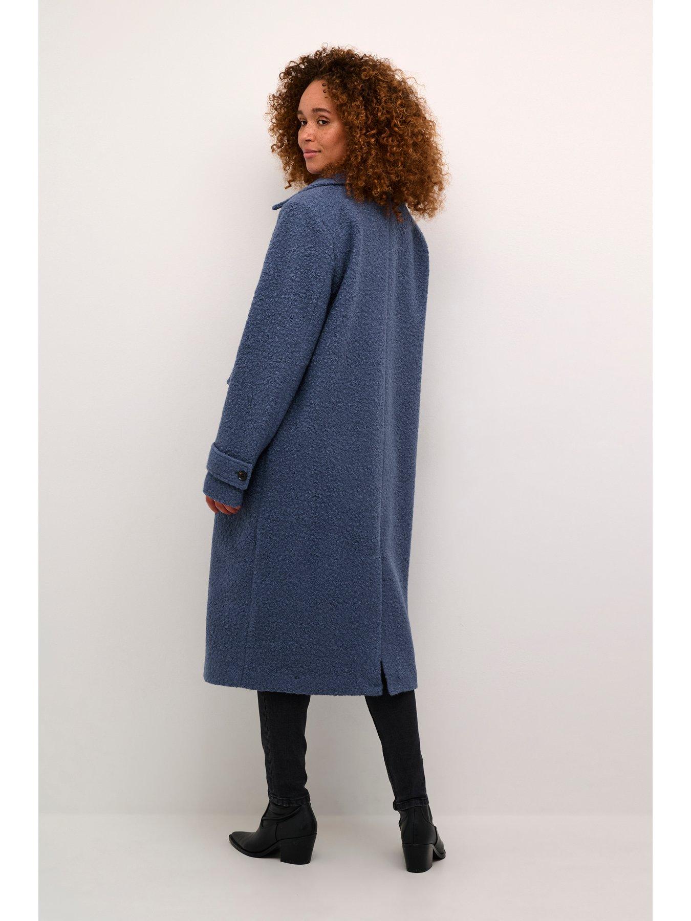 Image 2 of 5 of Kaffe Kaannelise Buttons Teddy Fabric Coat - Blue