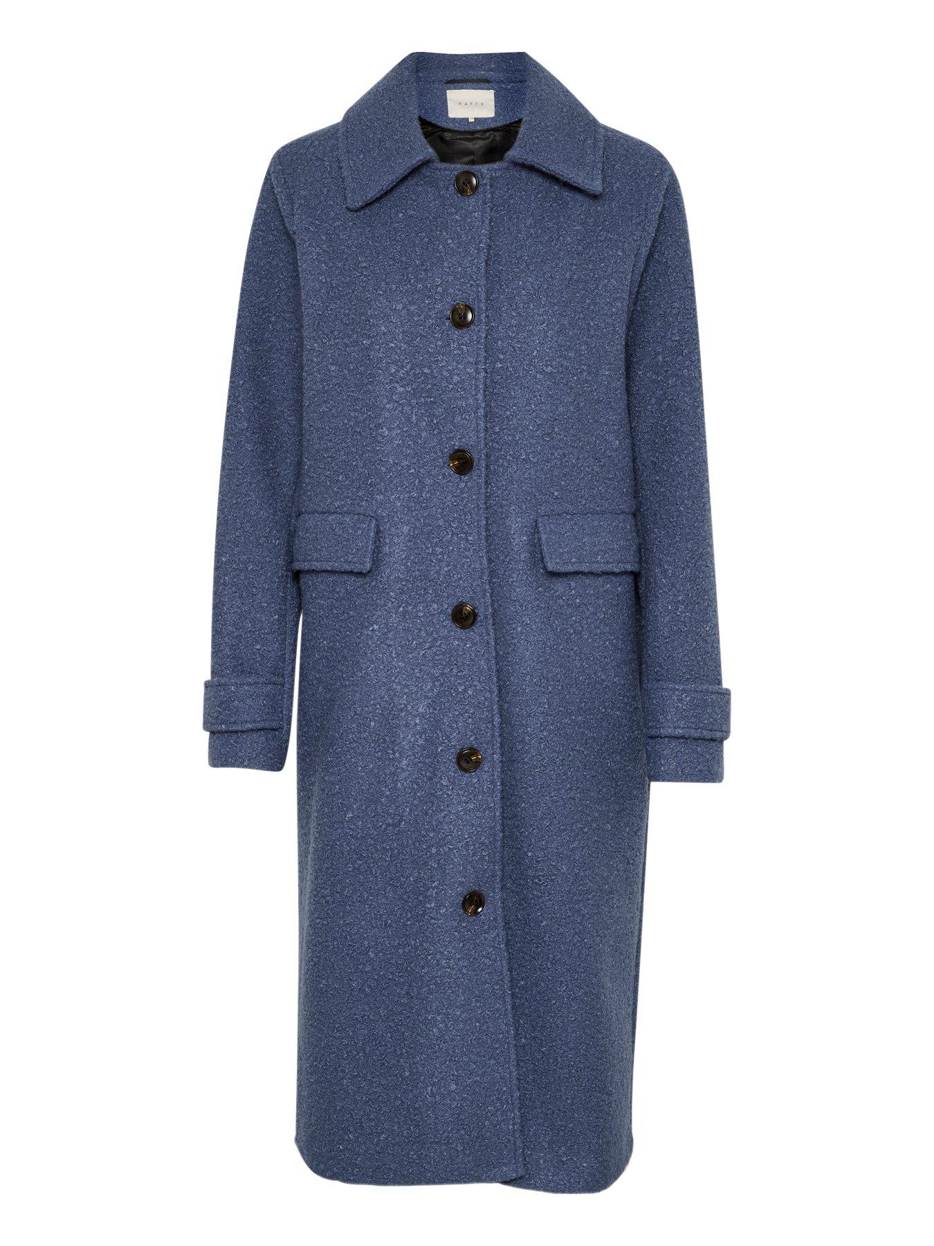 Image 4 of 5 of Kaffe Kaannelise Buttons Teddy Fabric Coat - Blue