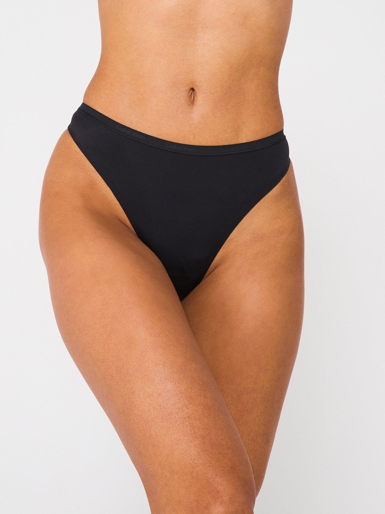 Calvin Klein Perfectly Fit Thong, Black, Size M, Women