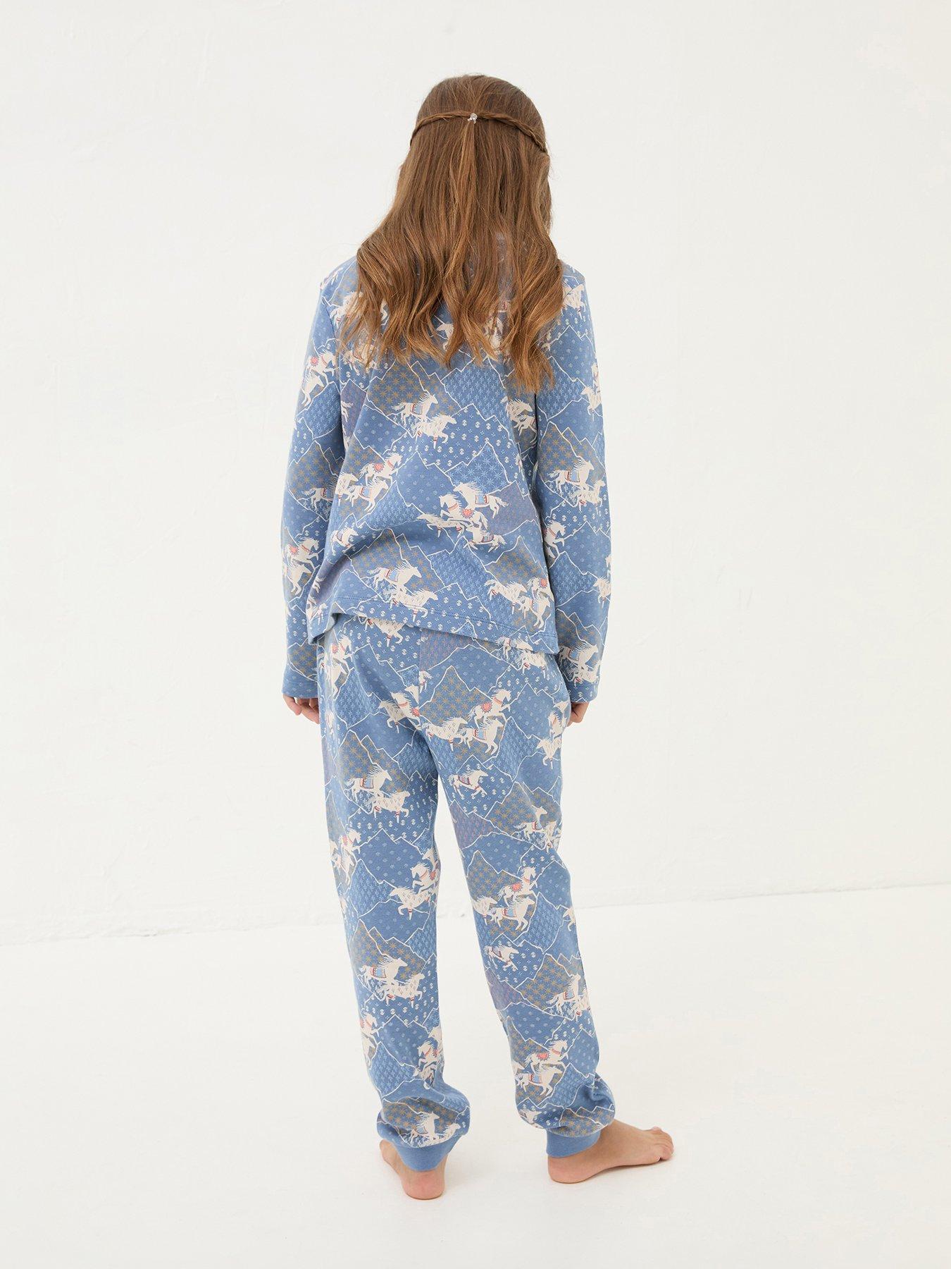 FatFace Girls Horse Pyjama Set Blue Very
