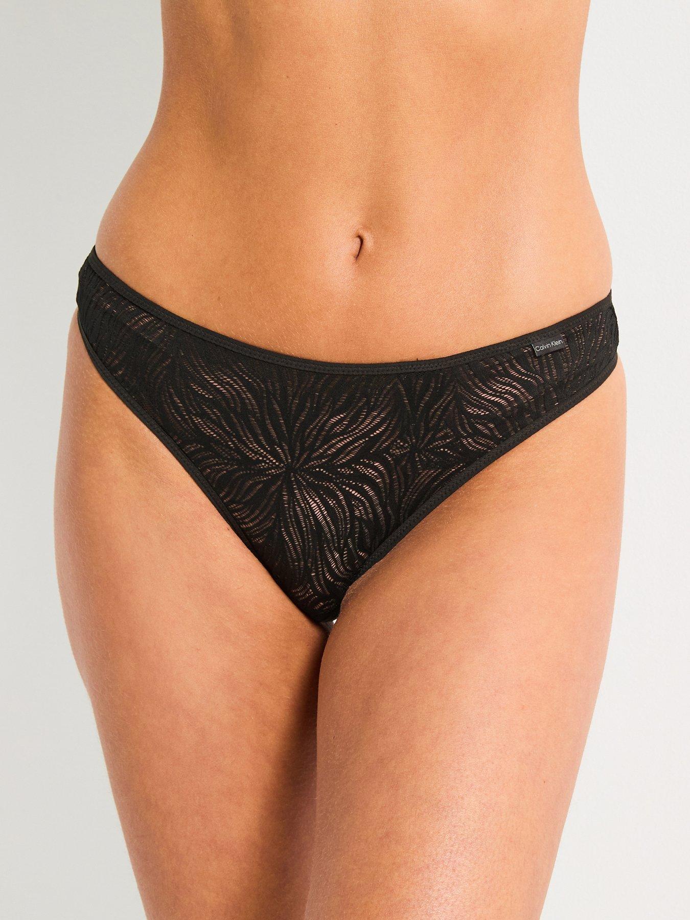 undefined Sheer Lace Bikini Brief - Black