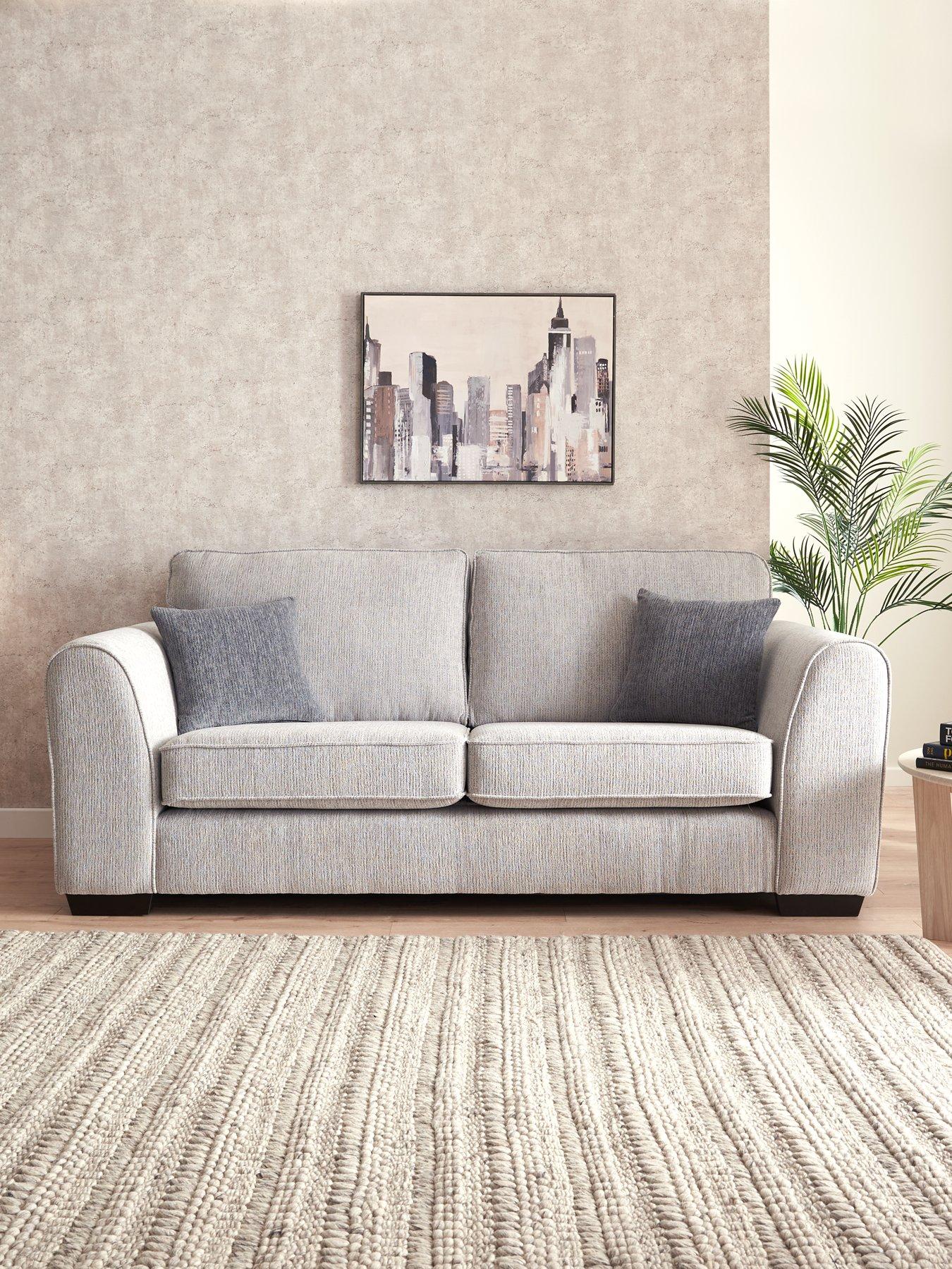 Product photograph of Very Home Lavine 3 Seater Standard Back Fabric Sofa from very.co.uk